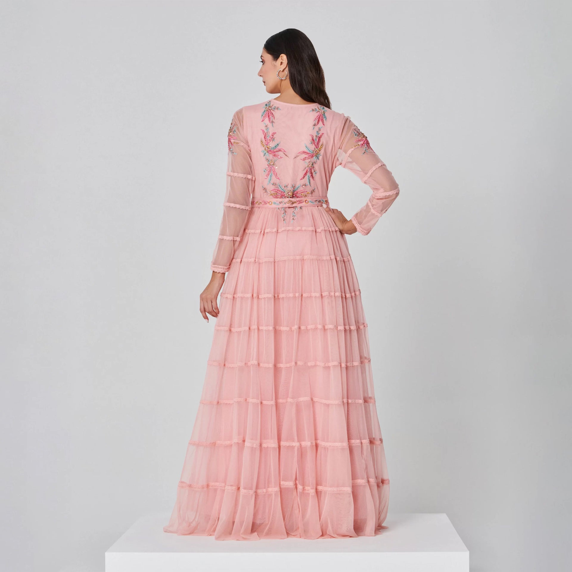 Pink Embroidery Evelyn Dress From Shalky