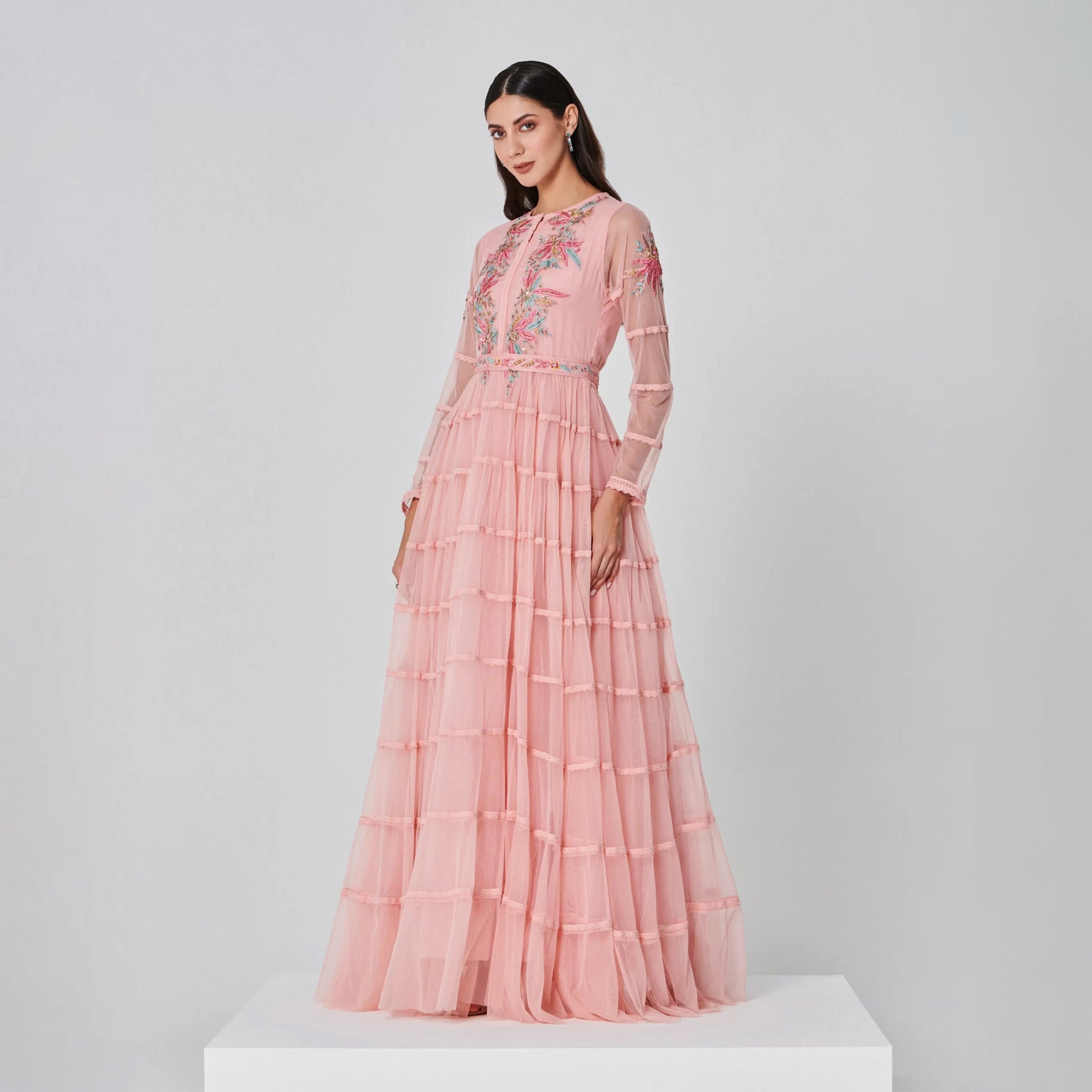 Pink Embroidery Evelyn Dress From Shalky