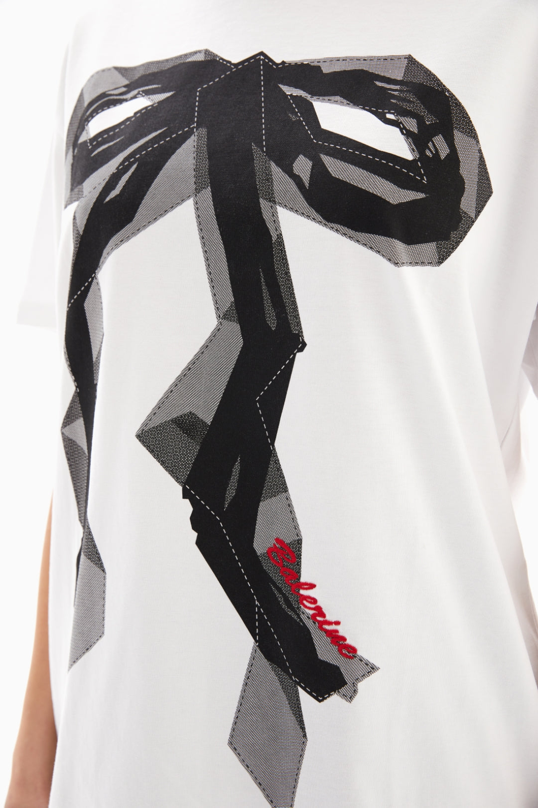 White Bow Print T-shirt By WECRE8