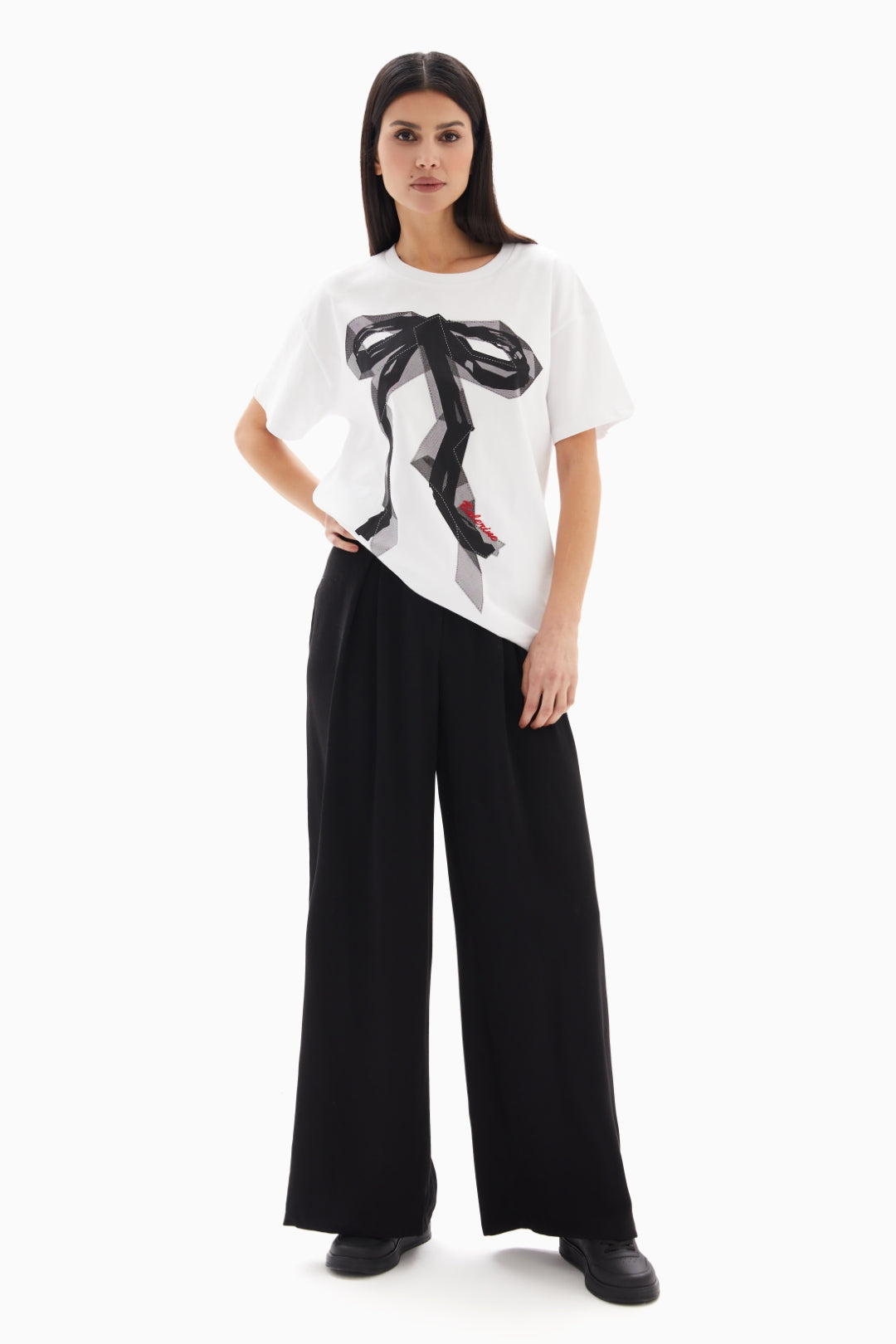 White Bow Print T-shirt By WECRE8
