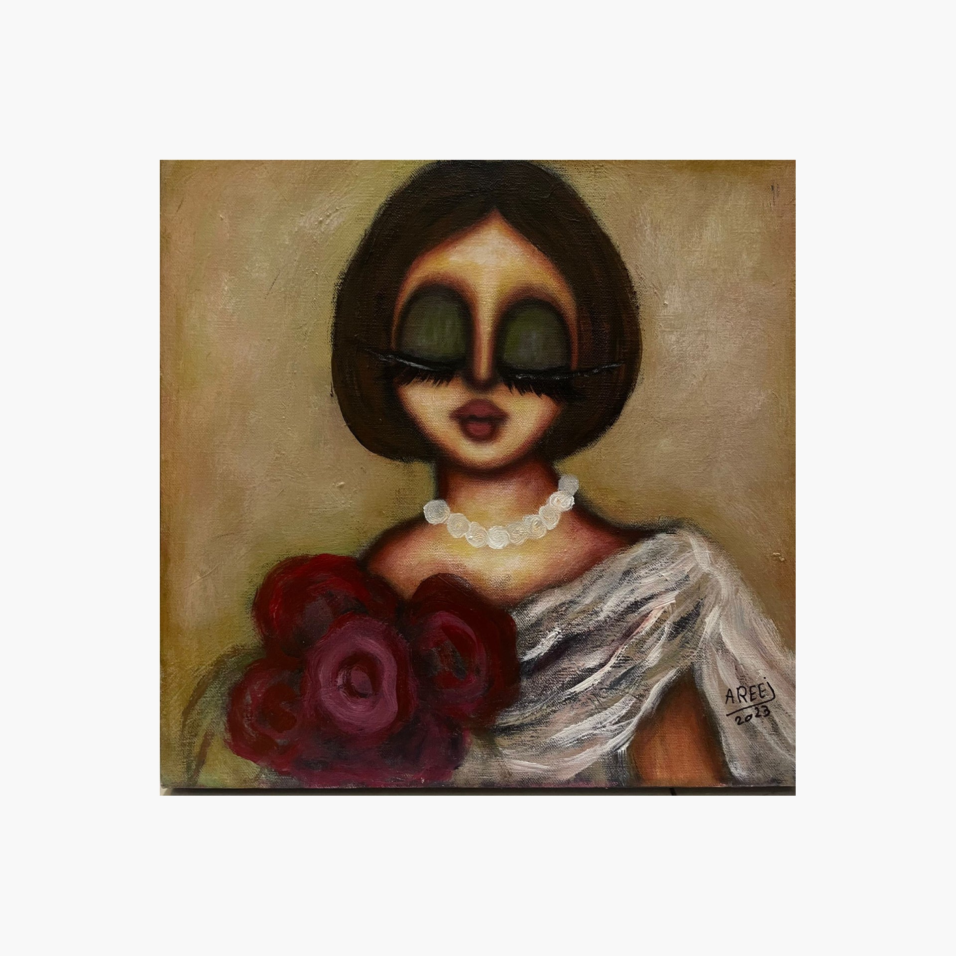 Red Roses Acrylic Painting by Areej Obaid