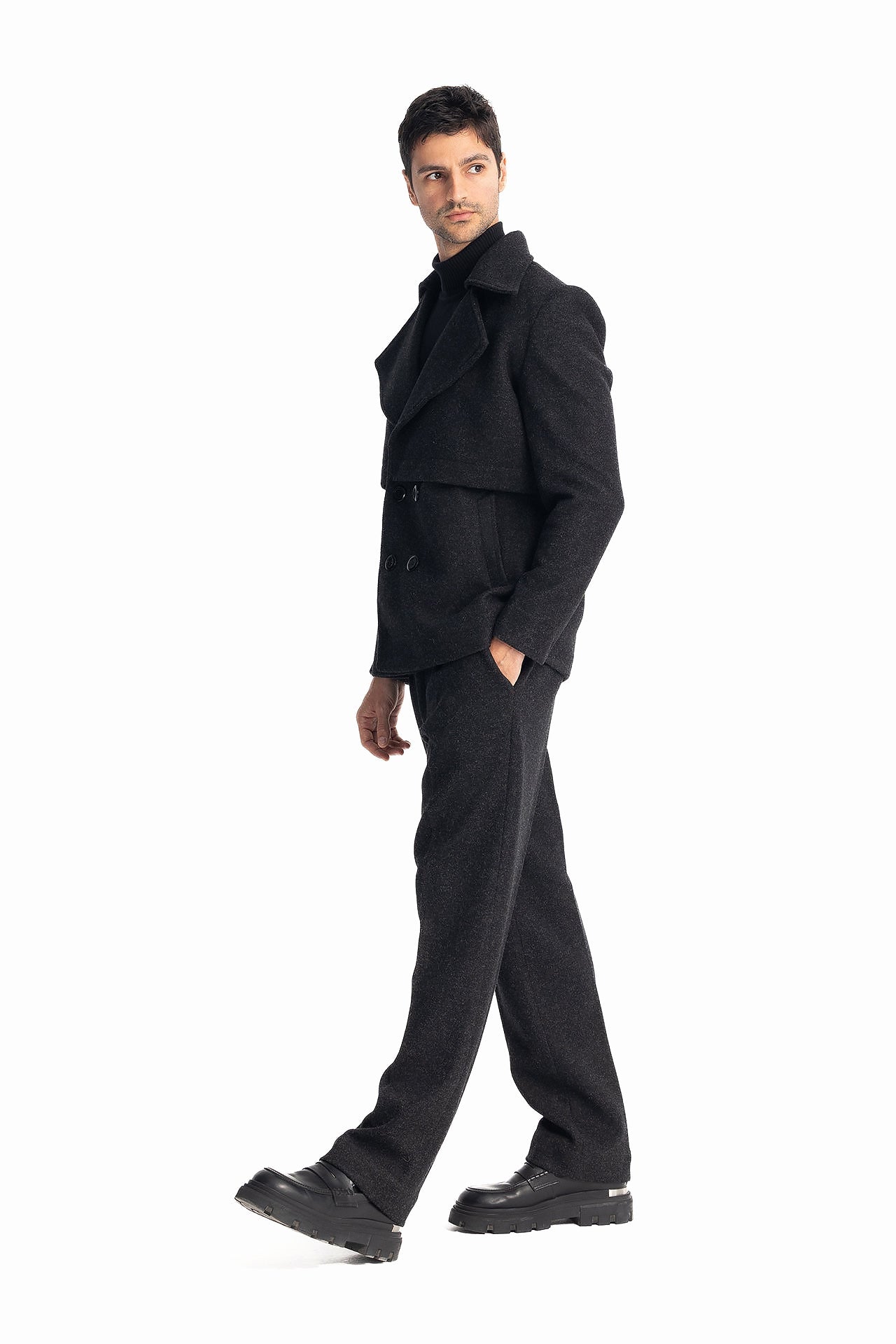 Men Black Sherlock's 4 Button Jacket by Hajruss