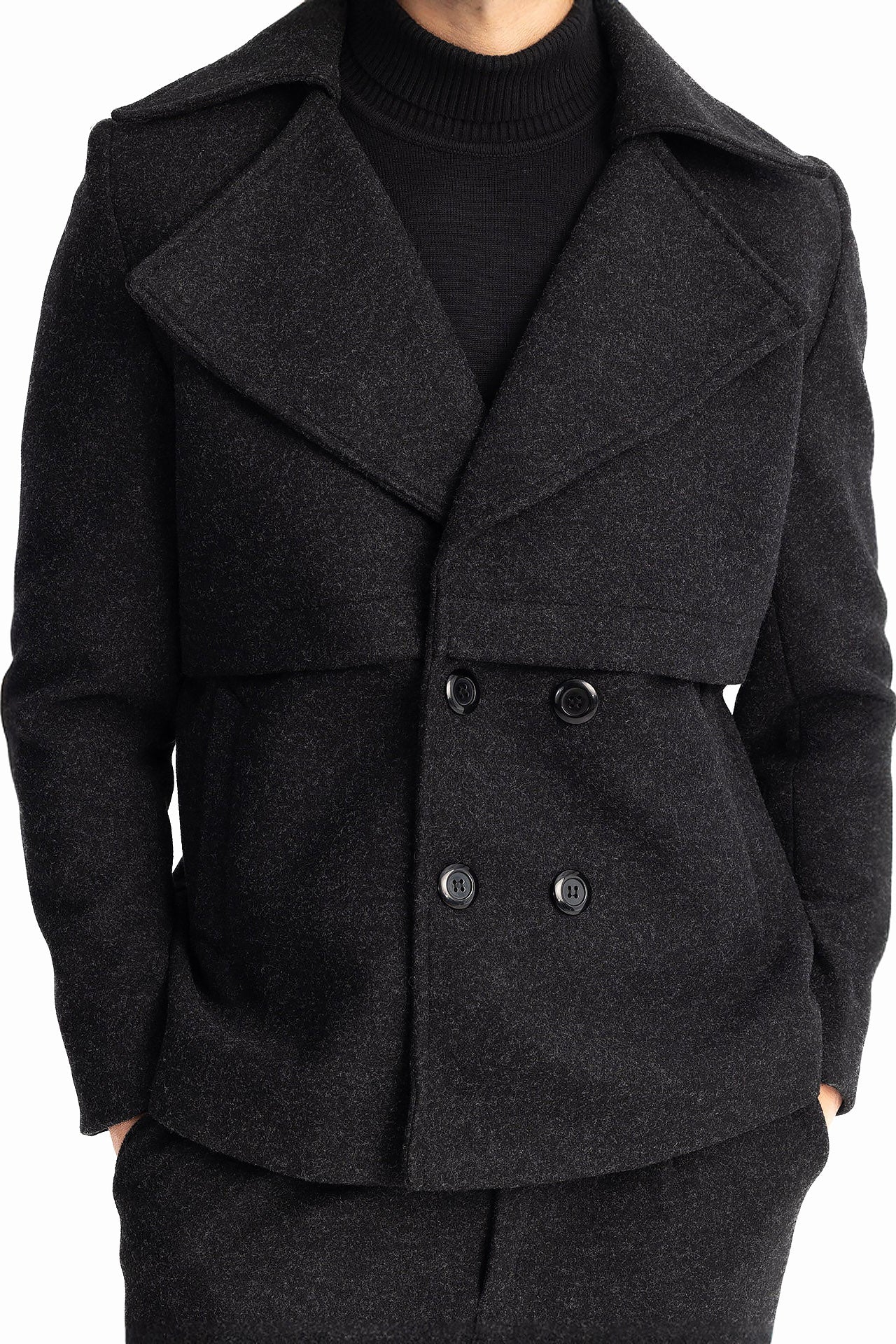 Men Black Sherlock's 4 Button Jacket by Hajruss