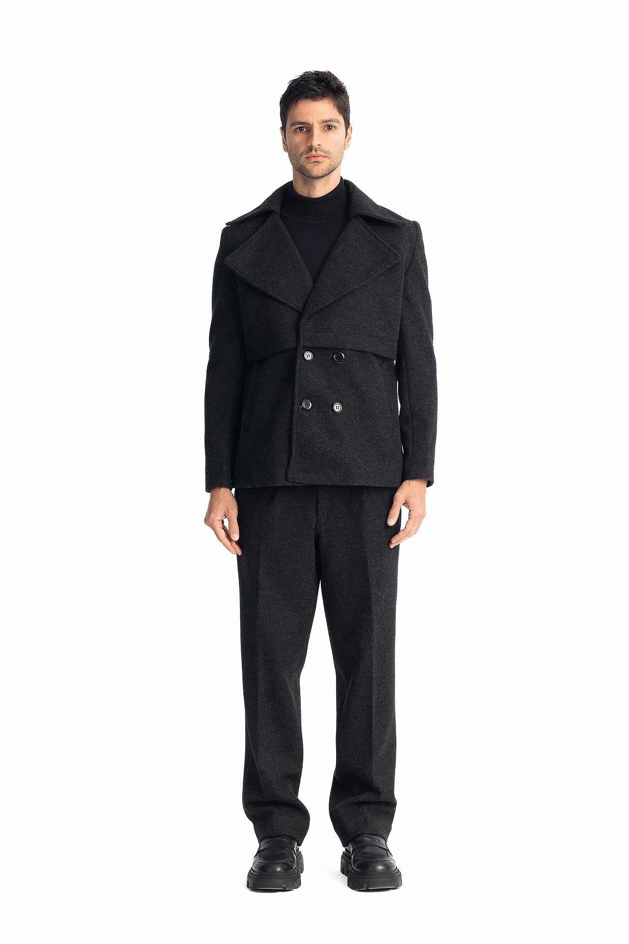Men Black Sherlock's 4 Button Jacket by Hajruss