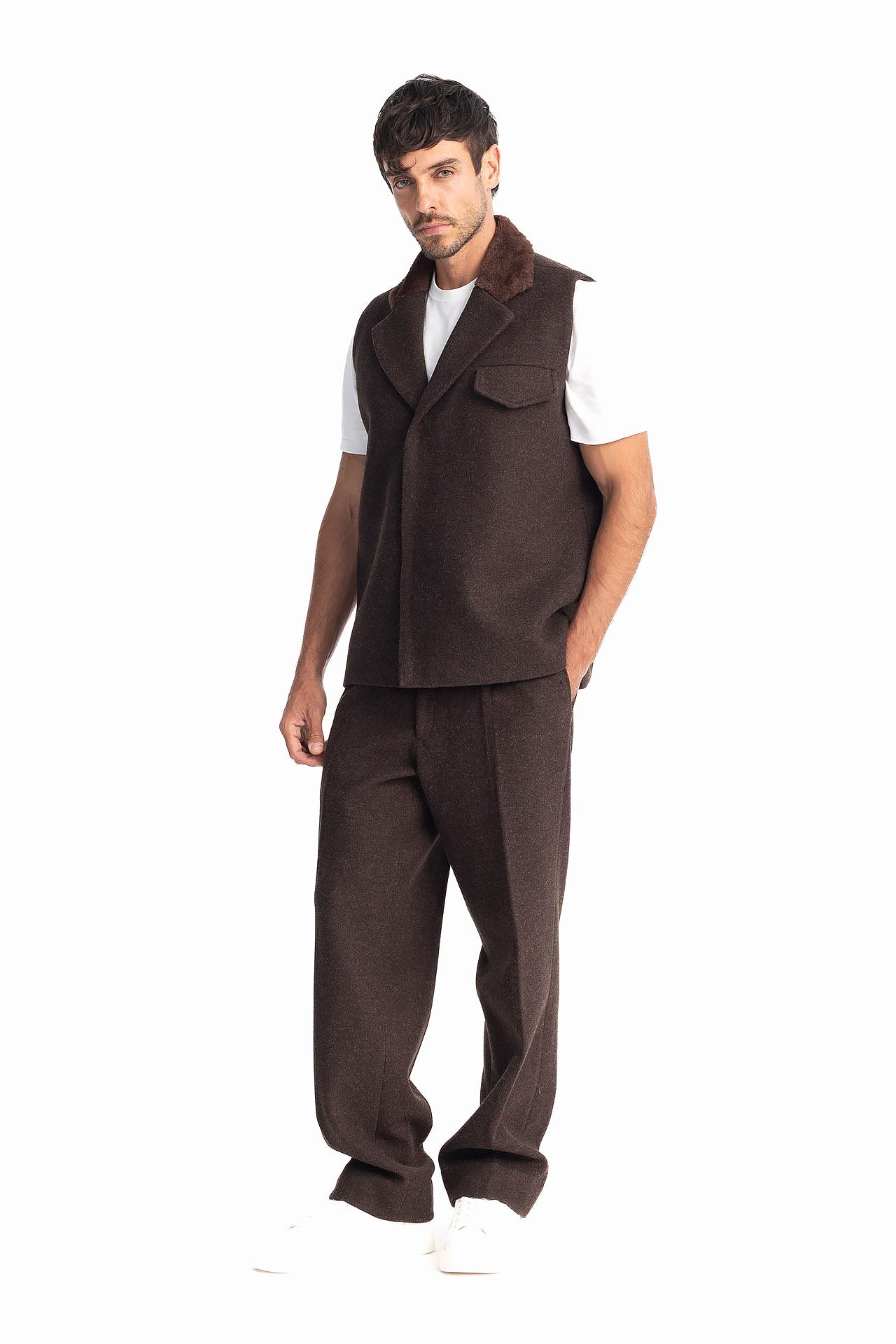Men Brown Ted’s Vest by Hajruss