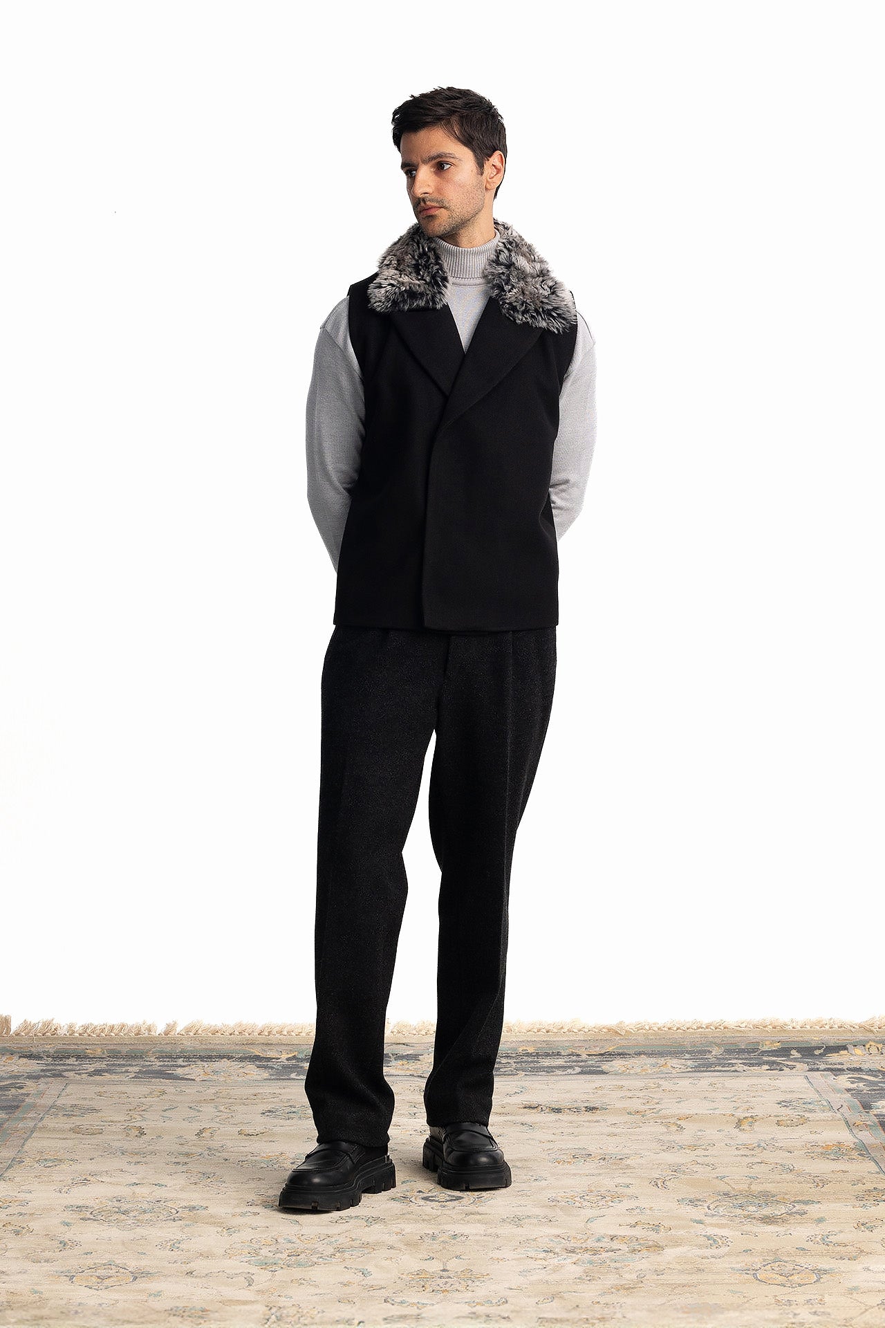 Men Black Suit-Collar Vest by Hajruss