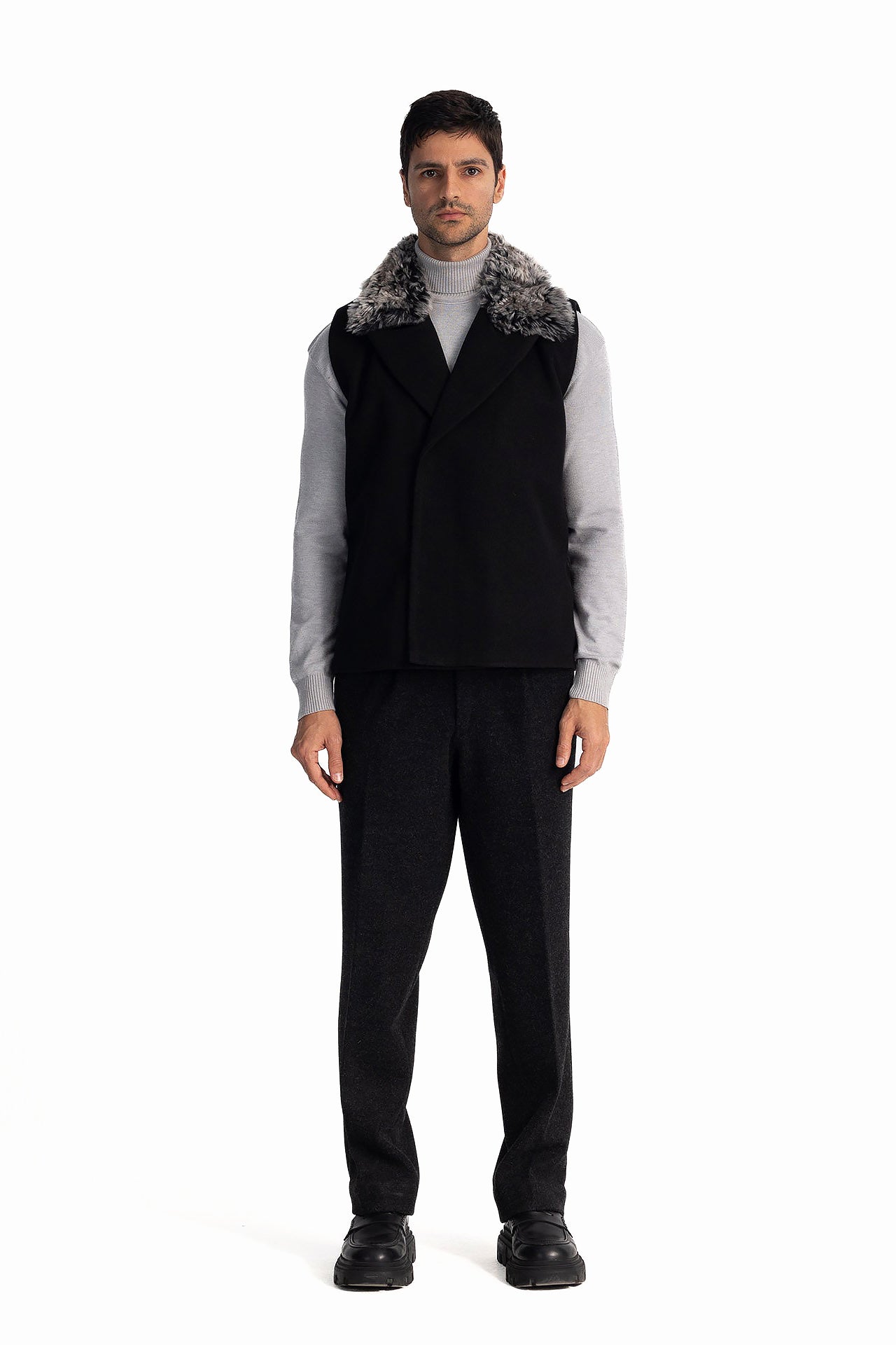Men Black Suit-Collar Vest by Hajruss