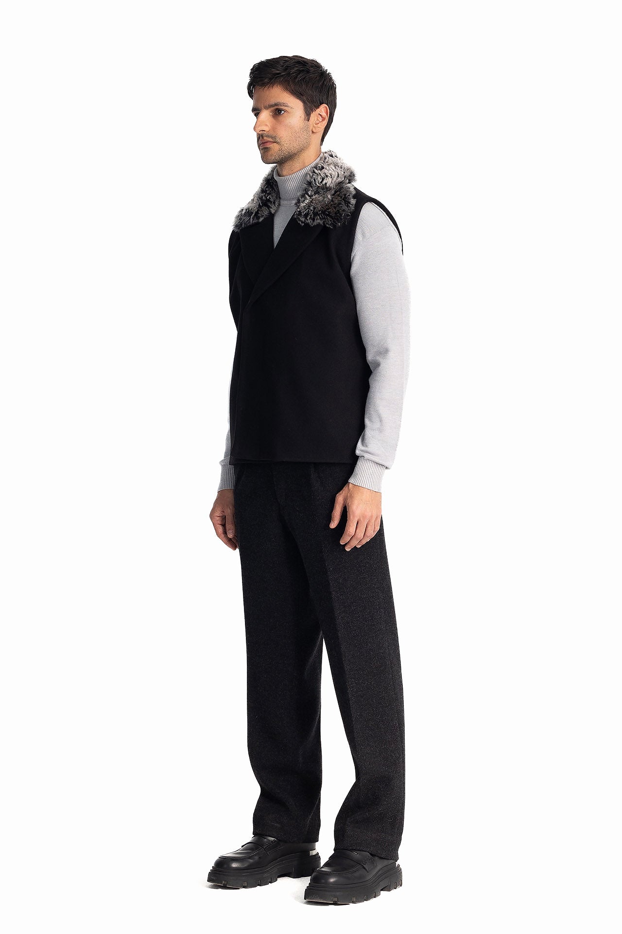 Men Black Suit-Collar Vest by Hajruss