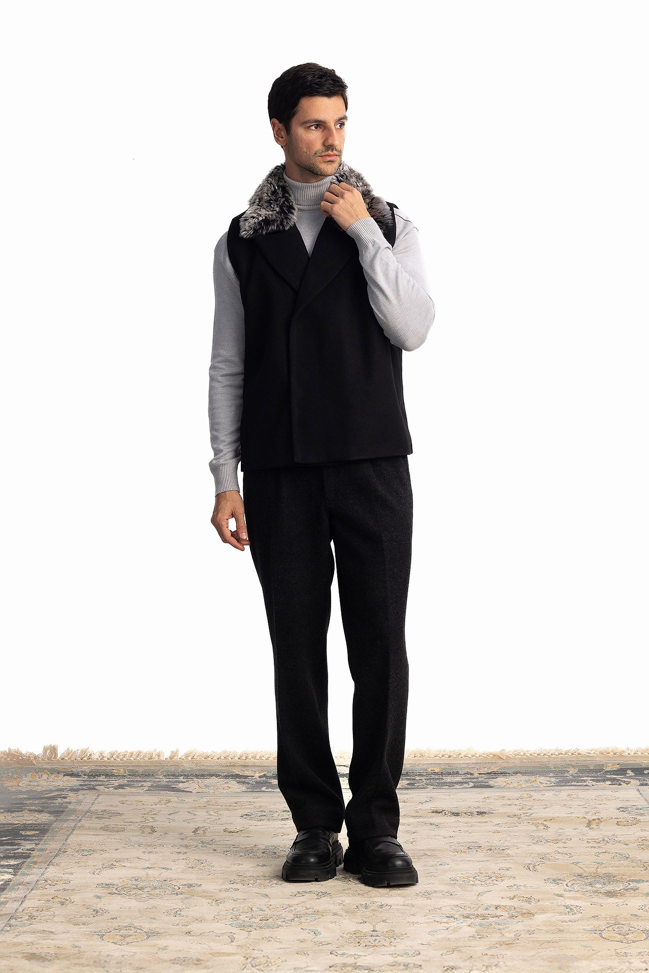 Men Black Suit-Collar Vest by Hajruss