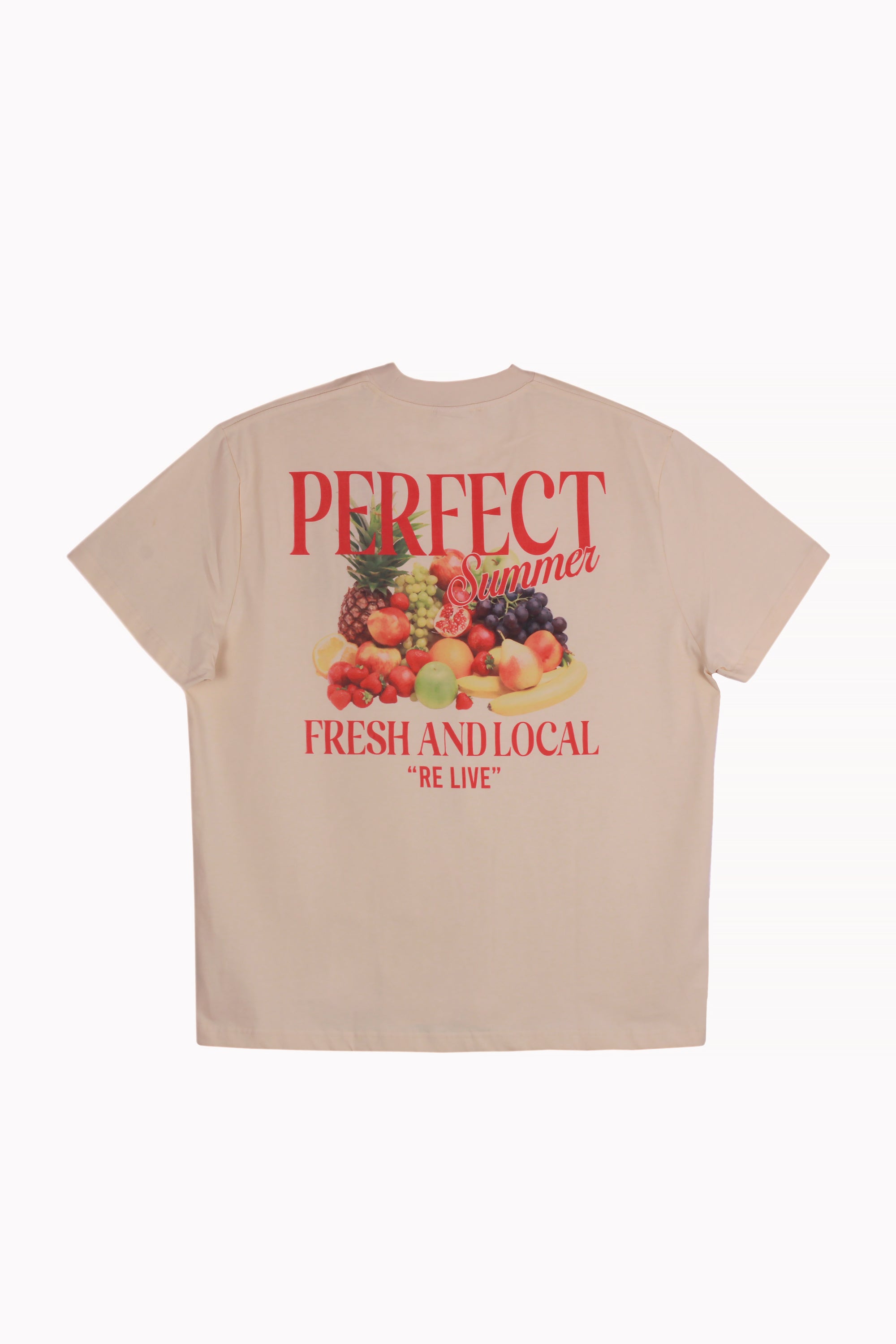 Light Beige Fruits Printed T-Shirt by Re Live