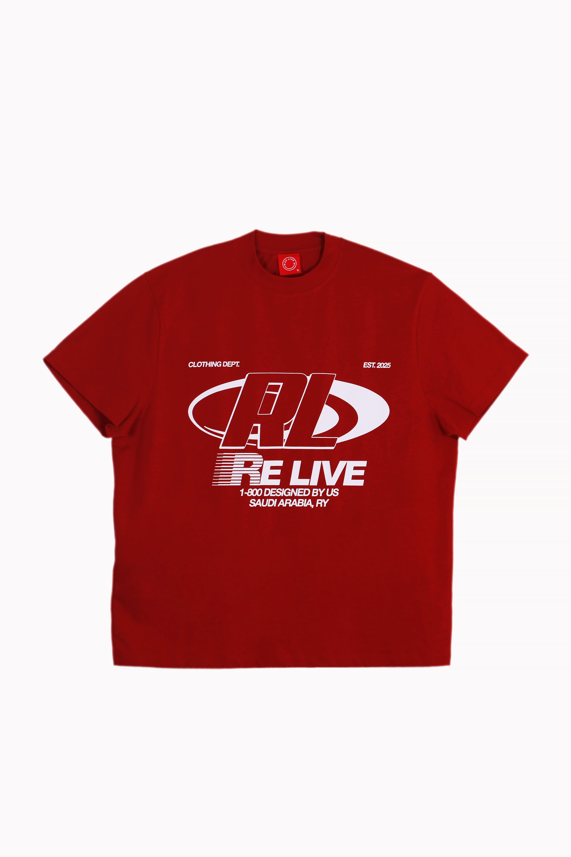 تي شيرت أحمر مطبوع عليه RL من Re Live