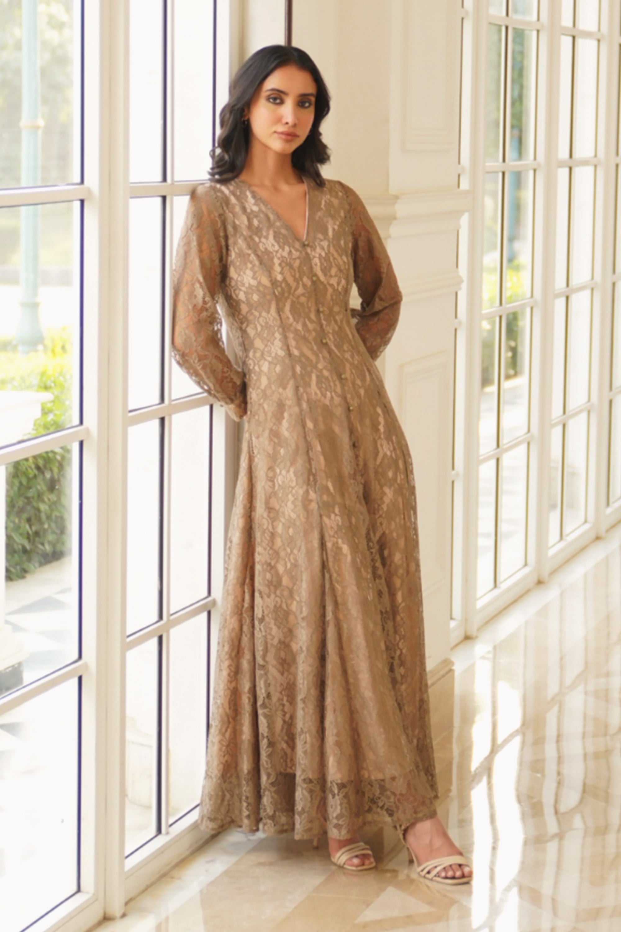 Brown Shahdah Dress by Velton