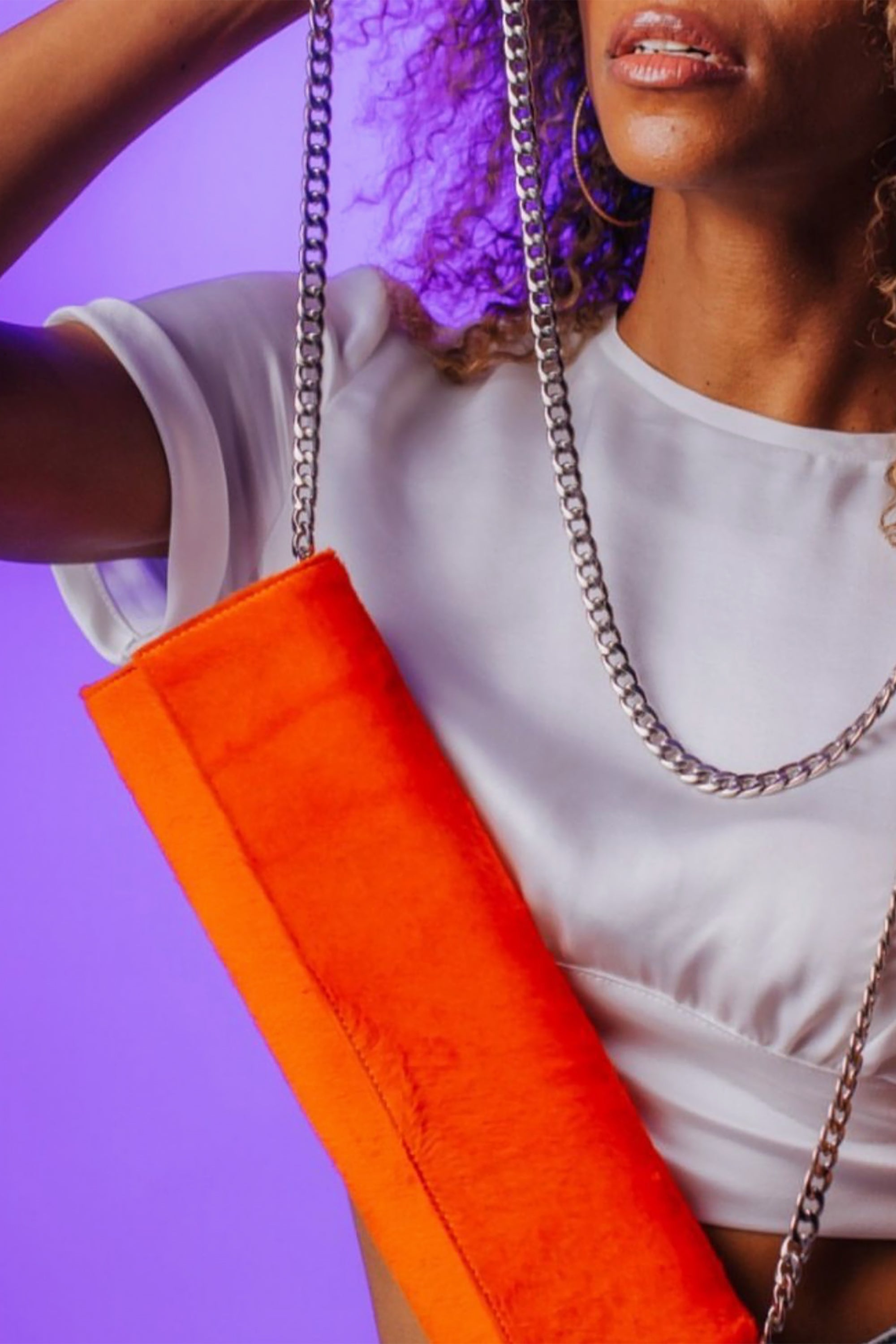 Orange Chain Clutch by Moski