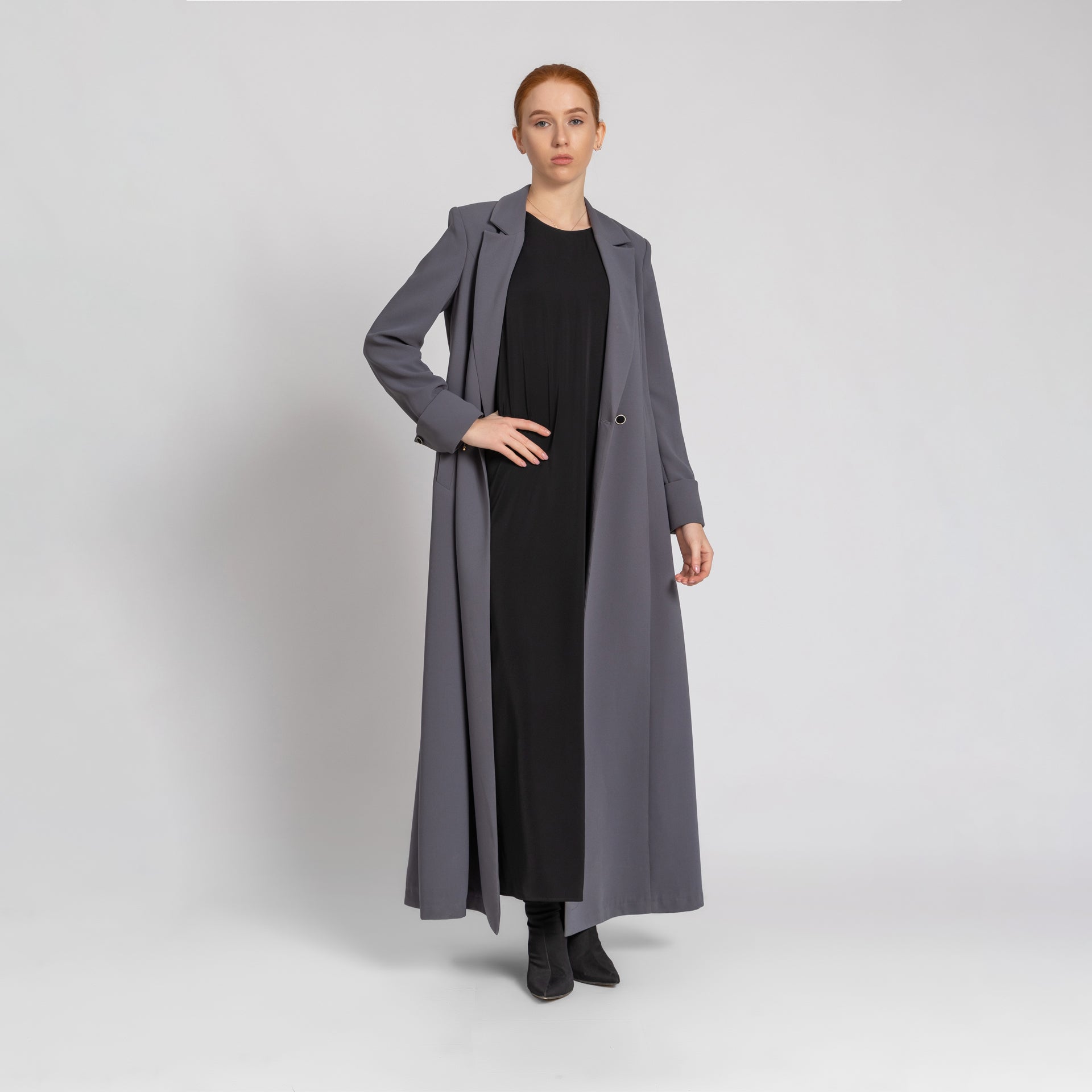 Gray Crepe Suit Abaya From Elanove