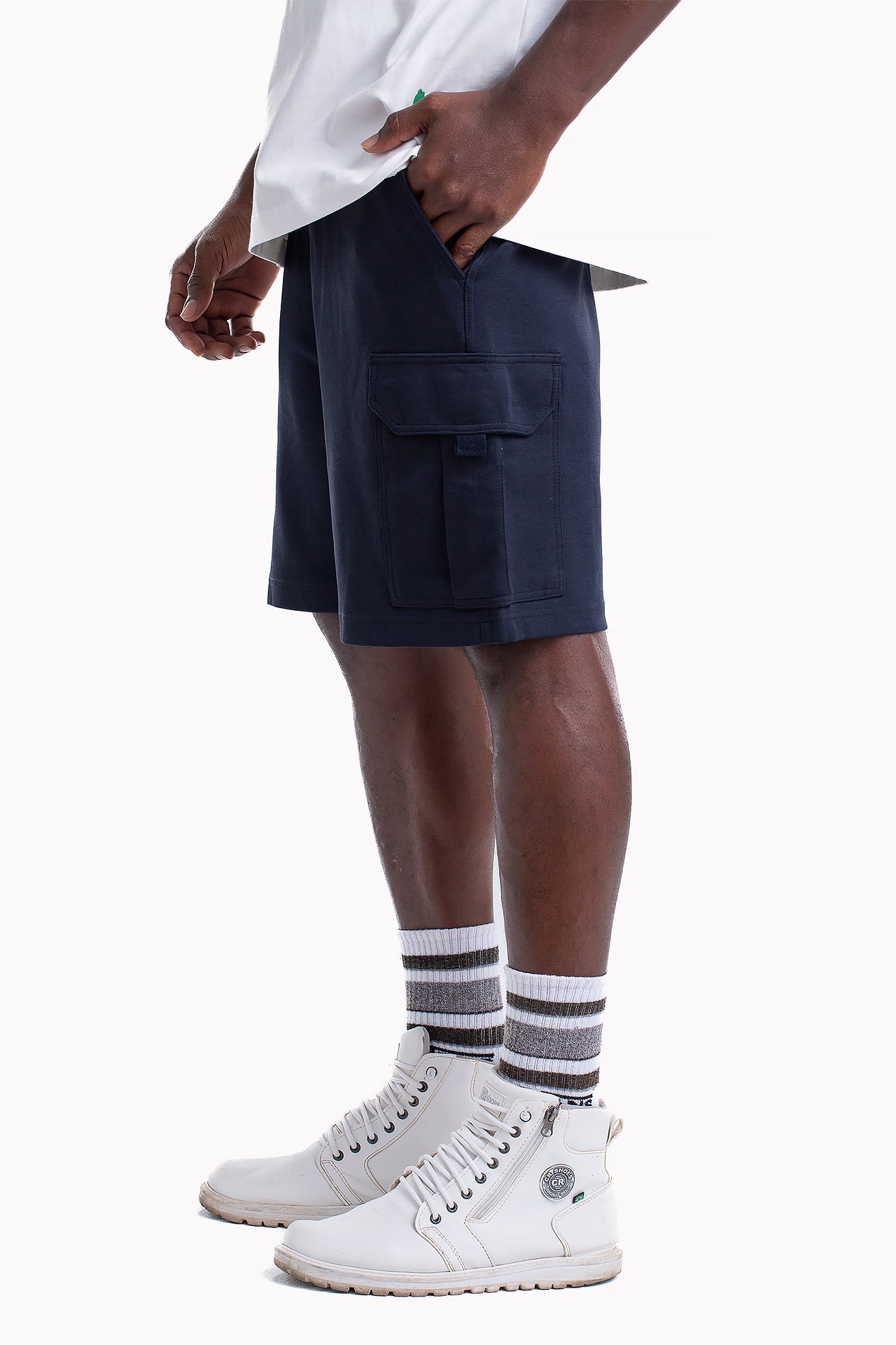 Navy Cotton Cargo Shorts by Weaver Design