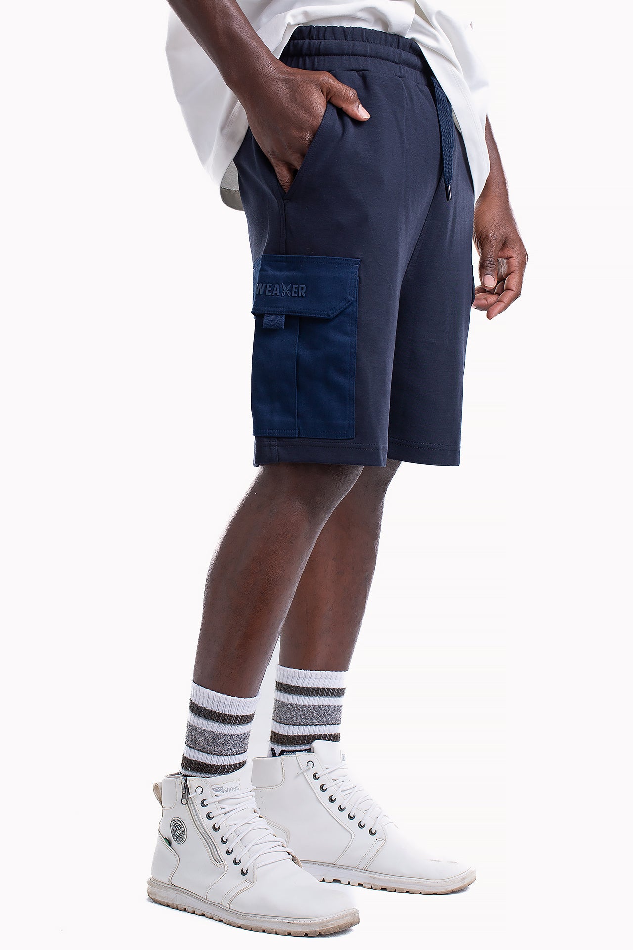 Navy Cotton Cargo Shorts by Weaver Design
