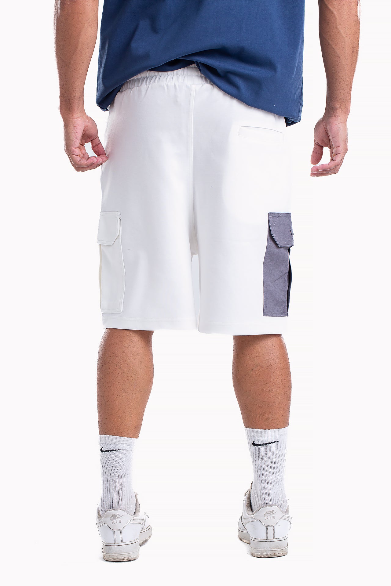 White Cotton Cargo Shorts by Weaver Design