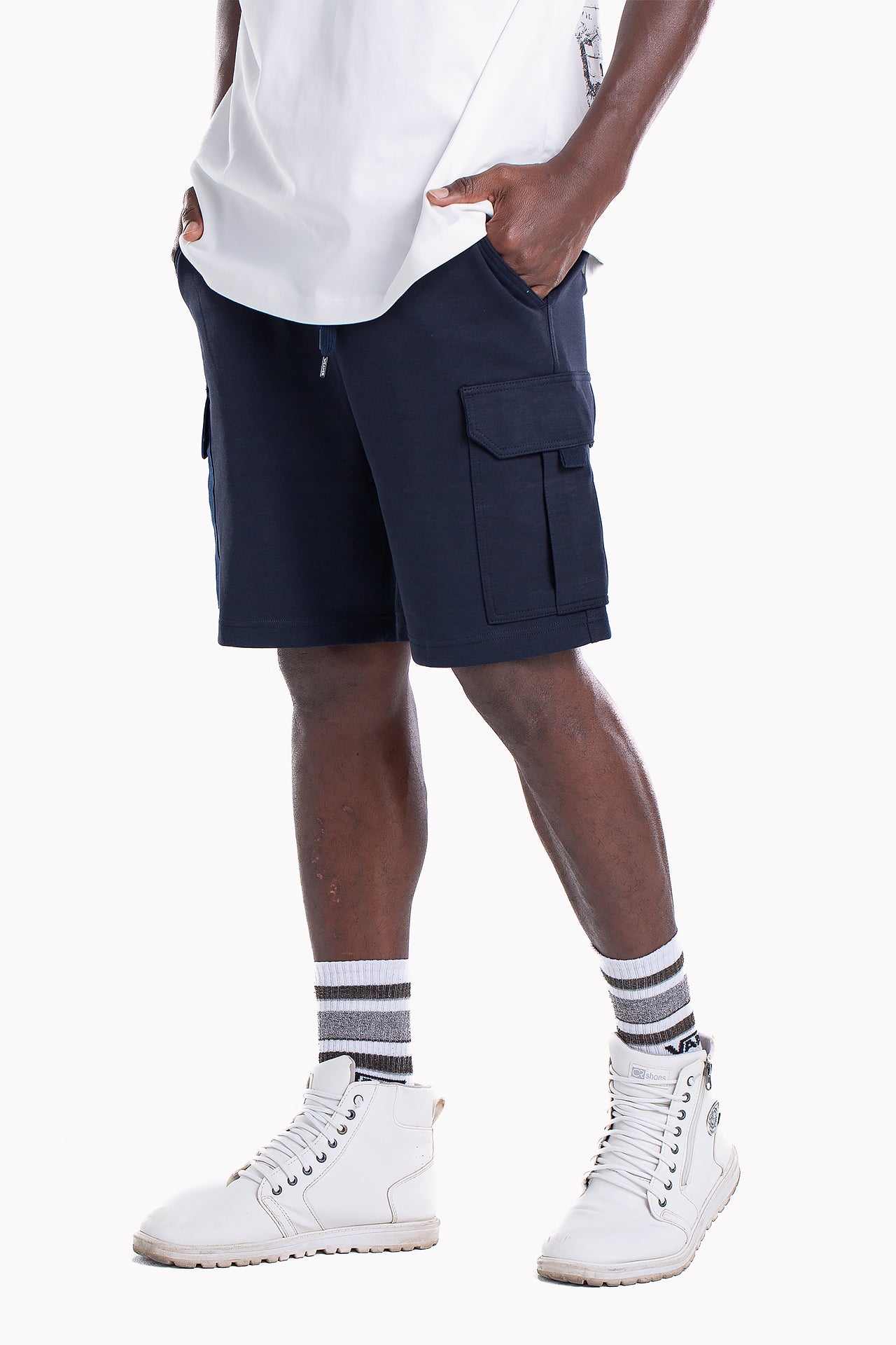 Navy Cotton Cargo Shorts by Weaver Design
