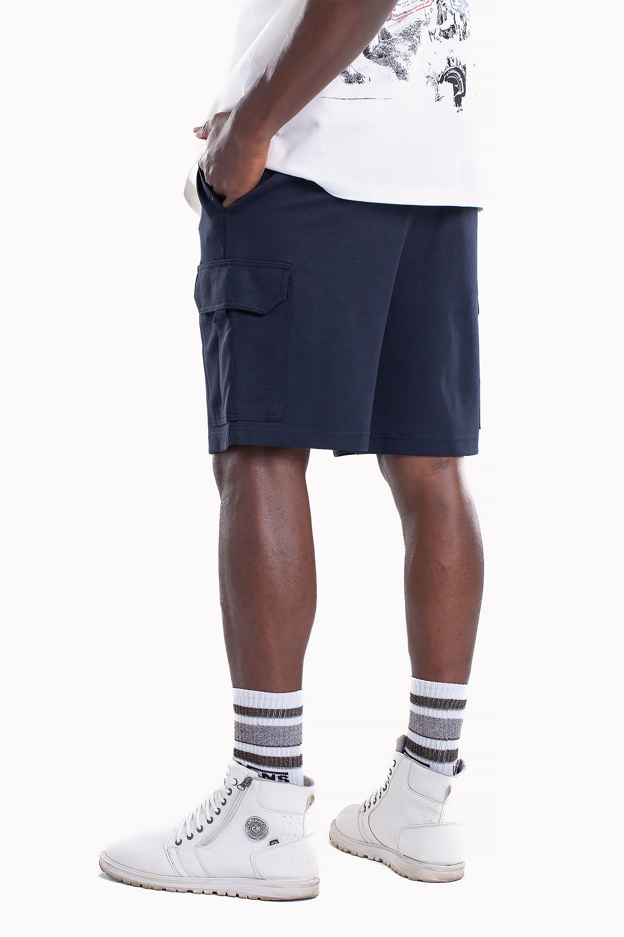 Navy Cotton Cargo Shorts by Weaver Design