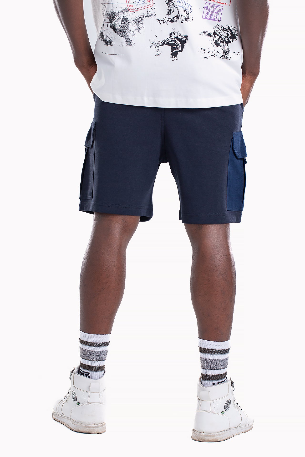 Navy Cotton Cargo Shorts by Weaver Design
