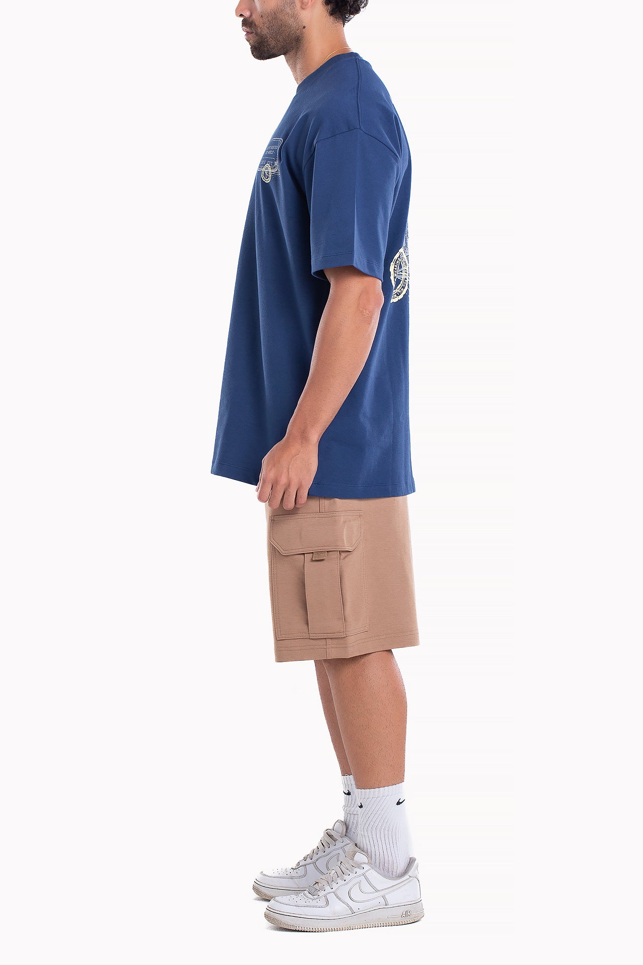 Navy Blue Cotton Stamp T-shirt by Weaver Design