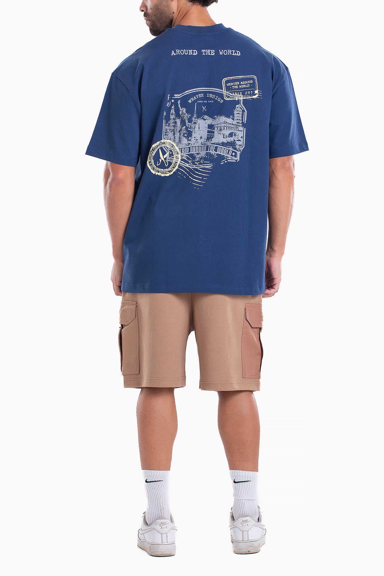 Navy Blue Cotton Stamp T-shirt by Weaver Design