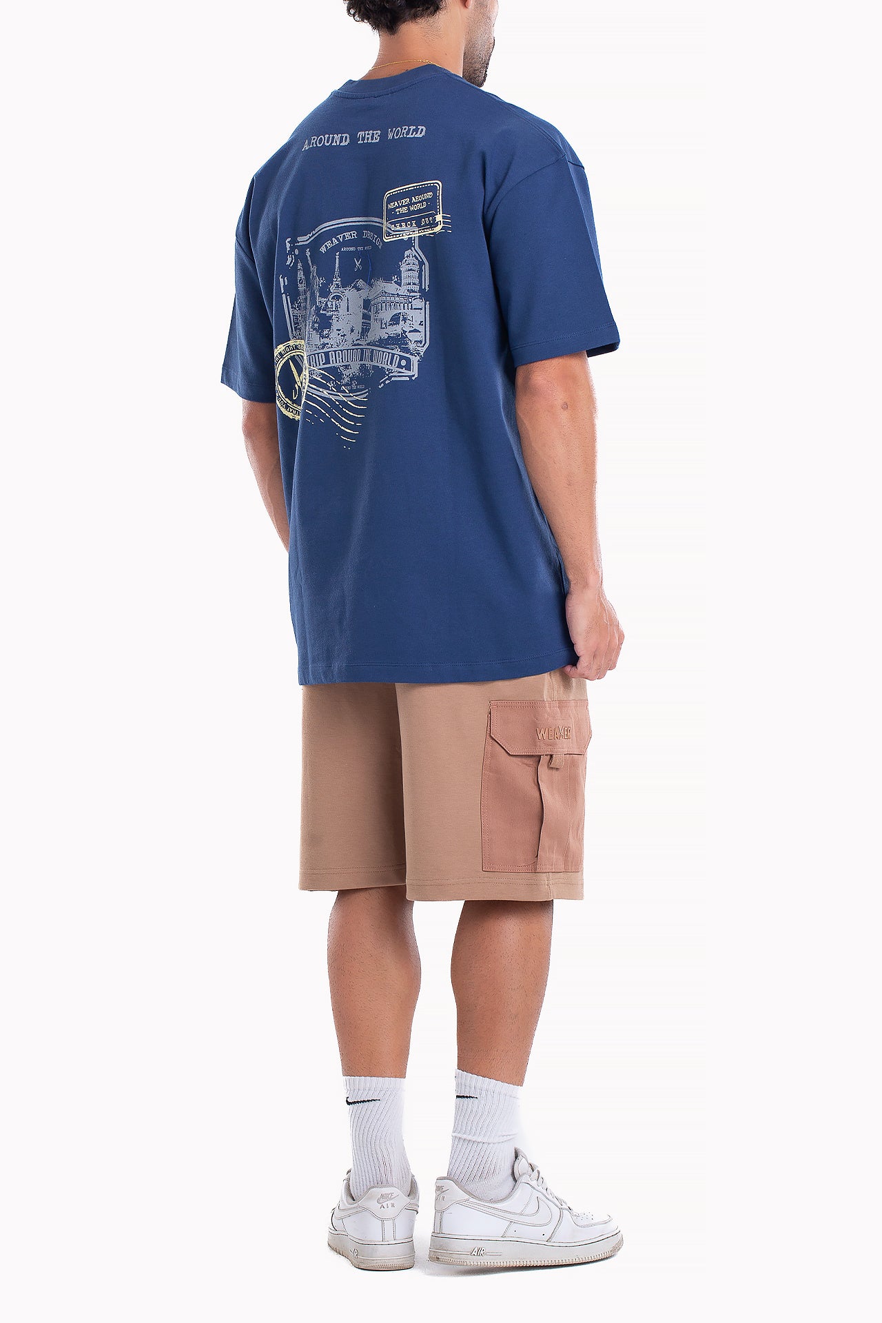 Navy Blue Cotton Stamp T-shirt by Weaver Design