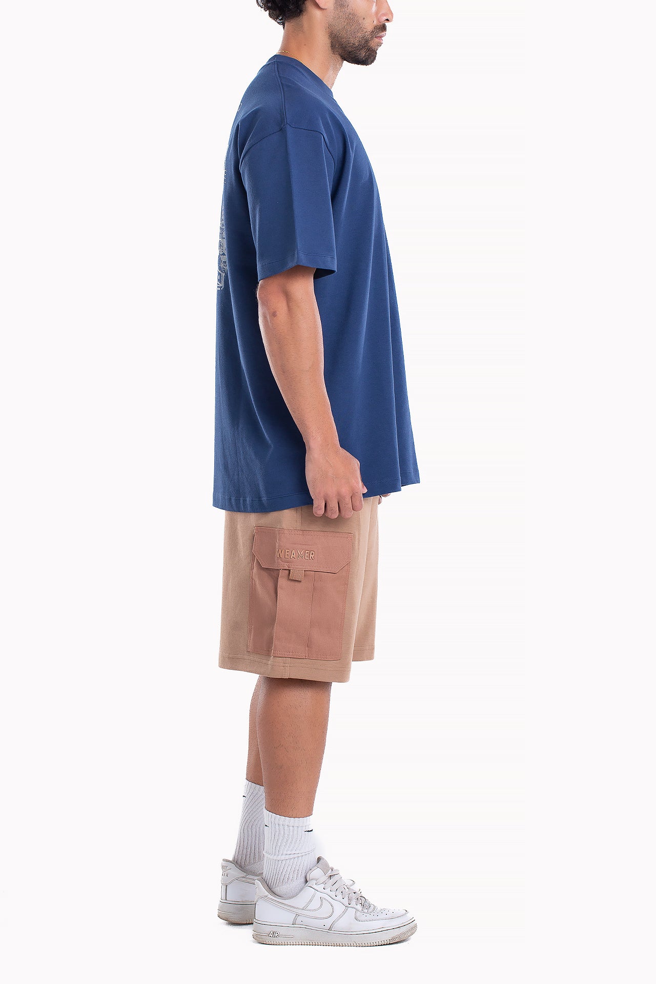 Navy Blue Cotton Stamp T-shirt by Weaver Design