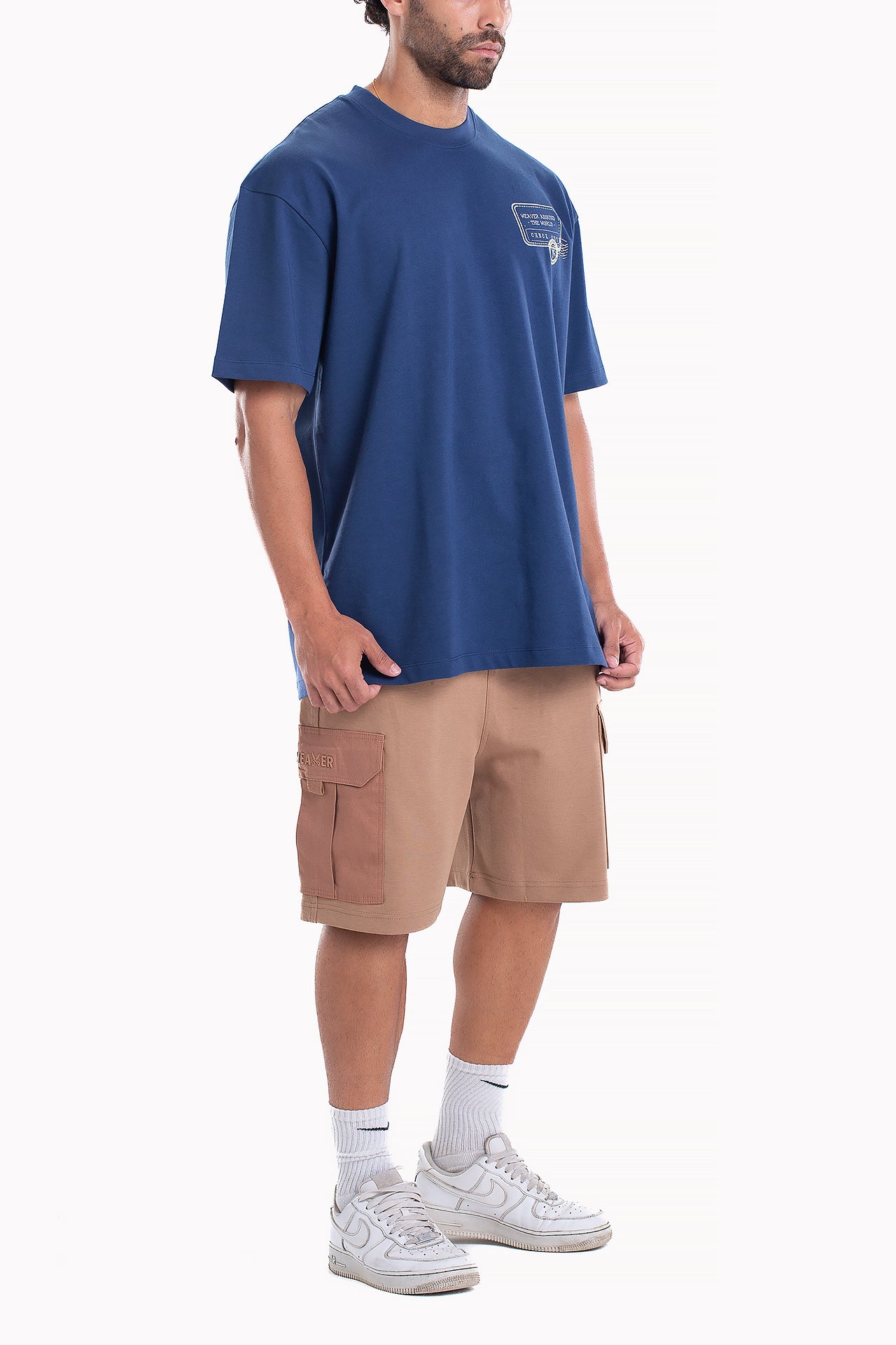 Navy Blue Cotton Stamp T-shirt by Weaver Design