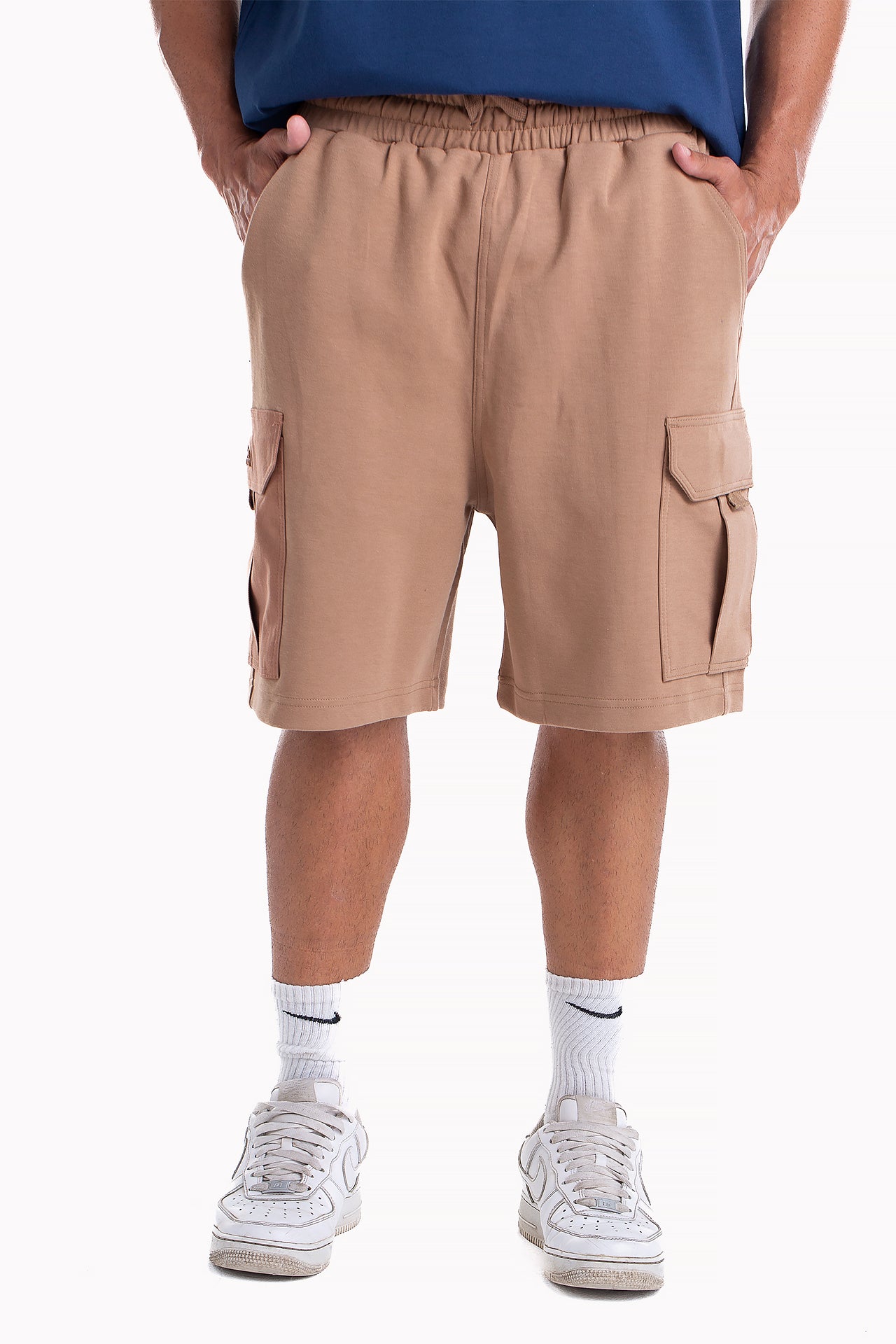 Brown Cotton Cargo Shorts by Weaver Design