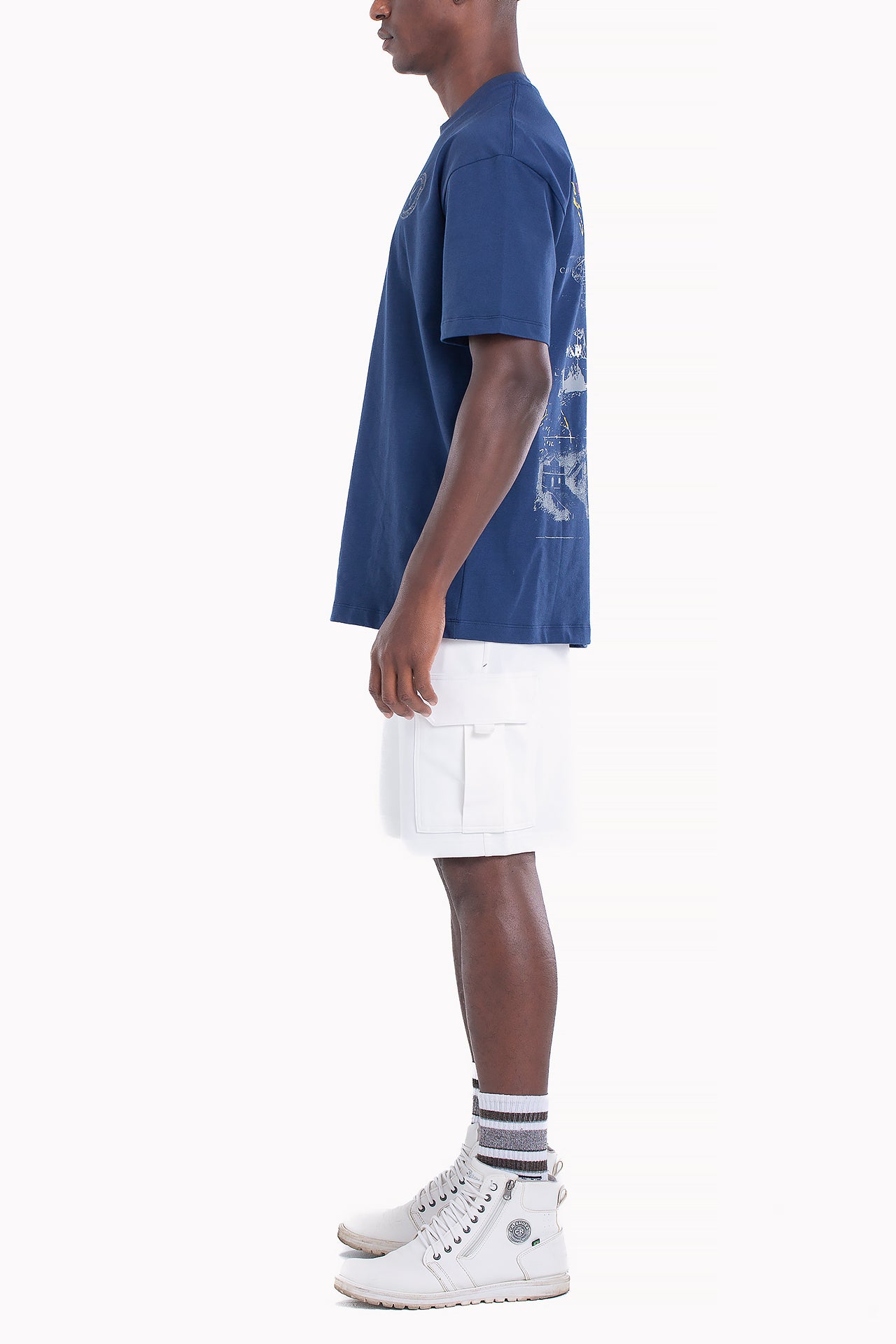 Deep Navy Cotton Stamp T-shirt by Weaver Design