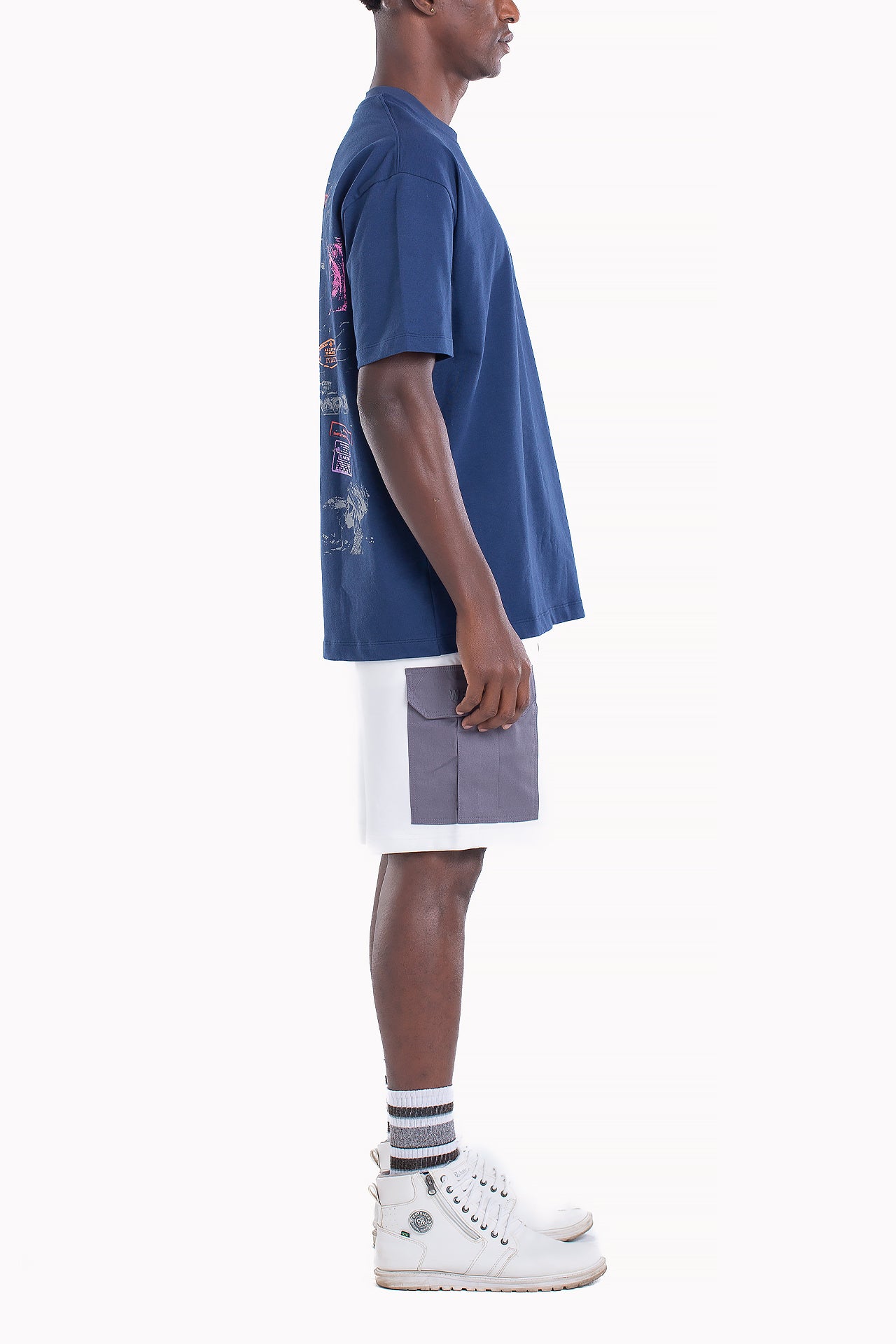 Deep Navy Cotton Stamp T-shirt by Weaver Design
