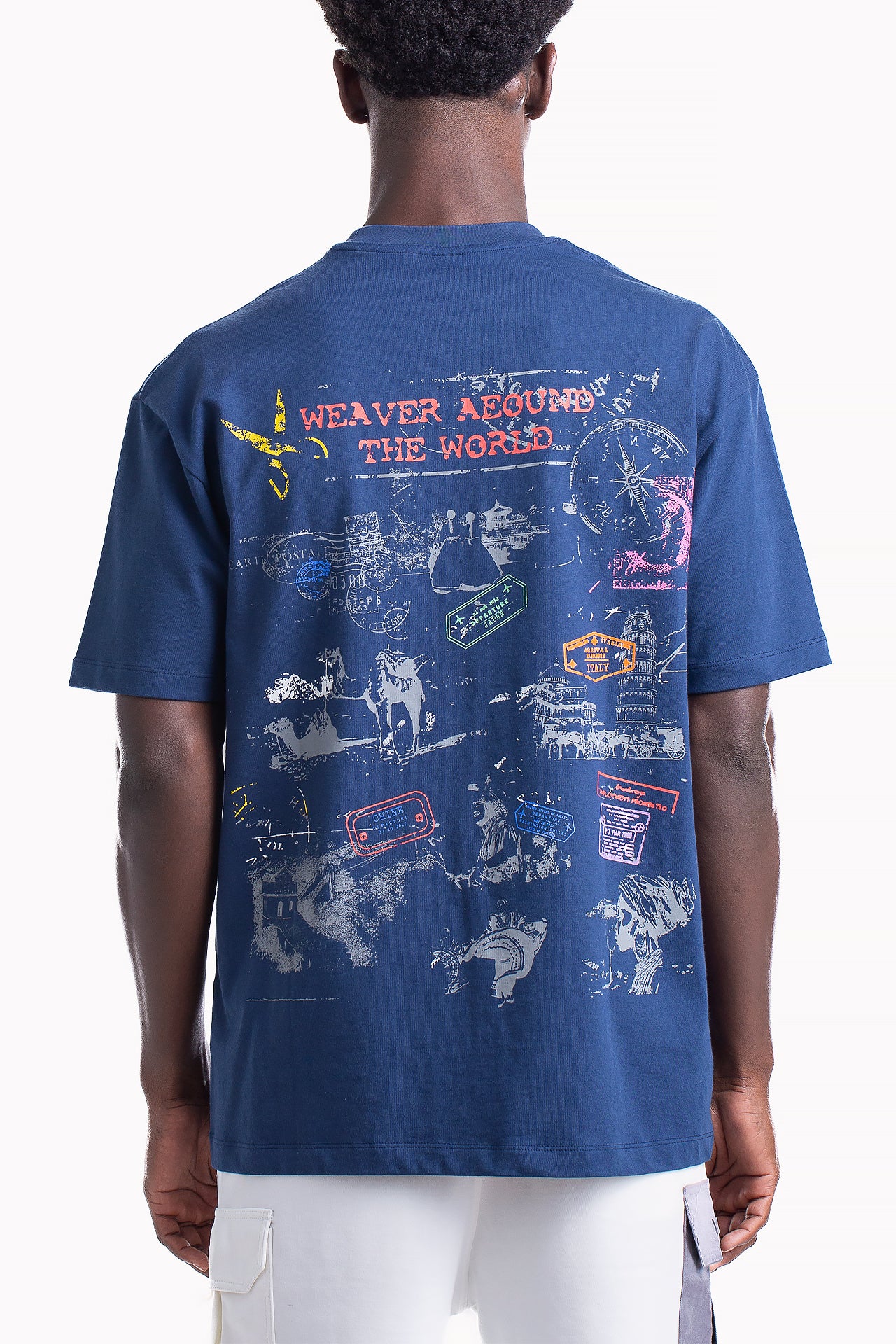 Deep Navy Cotton Stamp T-shirt by Weaver Design