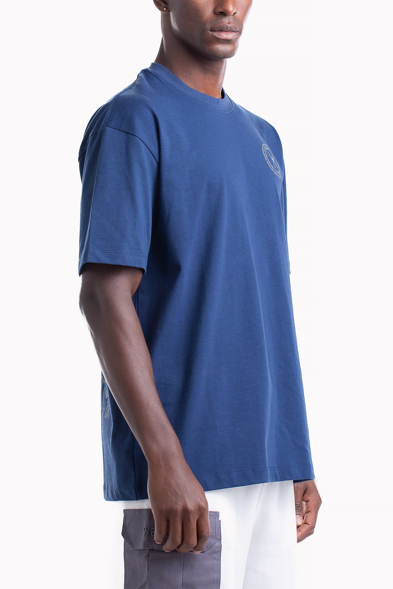 Deep Navy Cotton Stamp T-shirt by Weaver Design