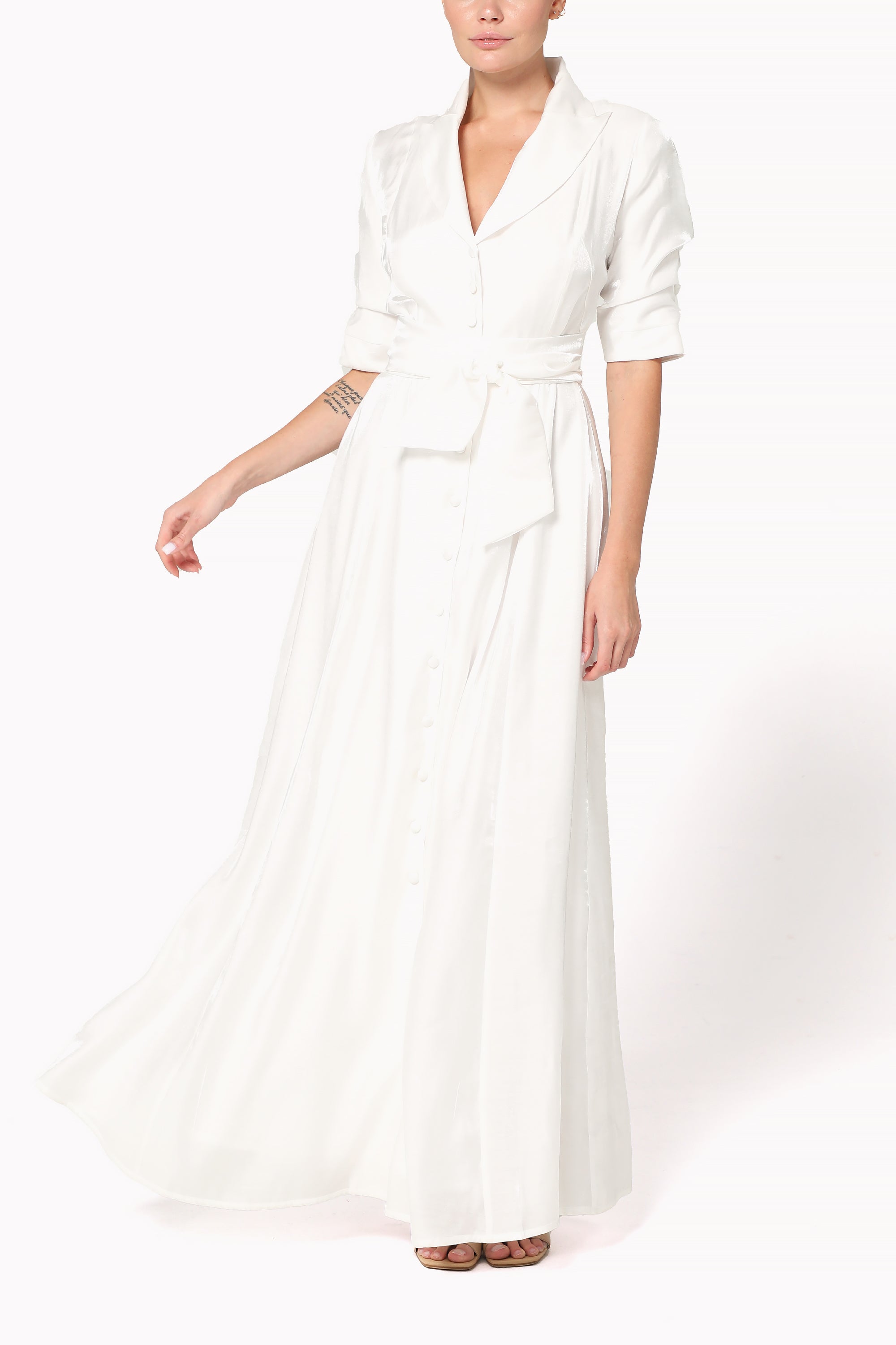 White Amara Ankle-Length Dress by Baruni