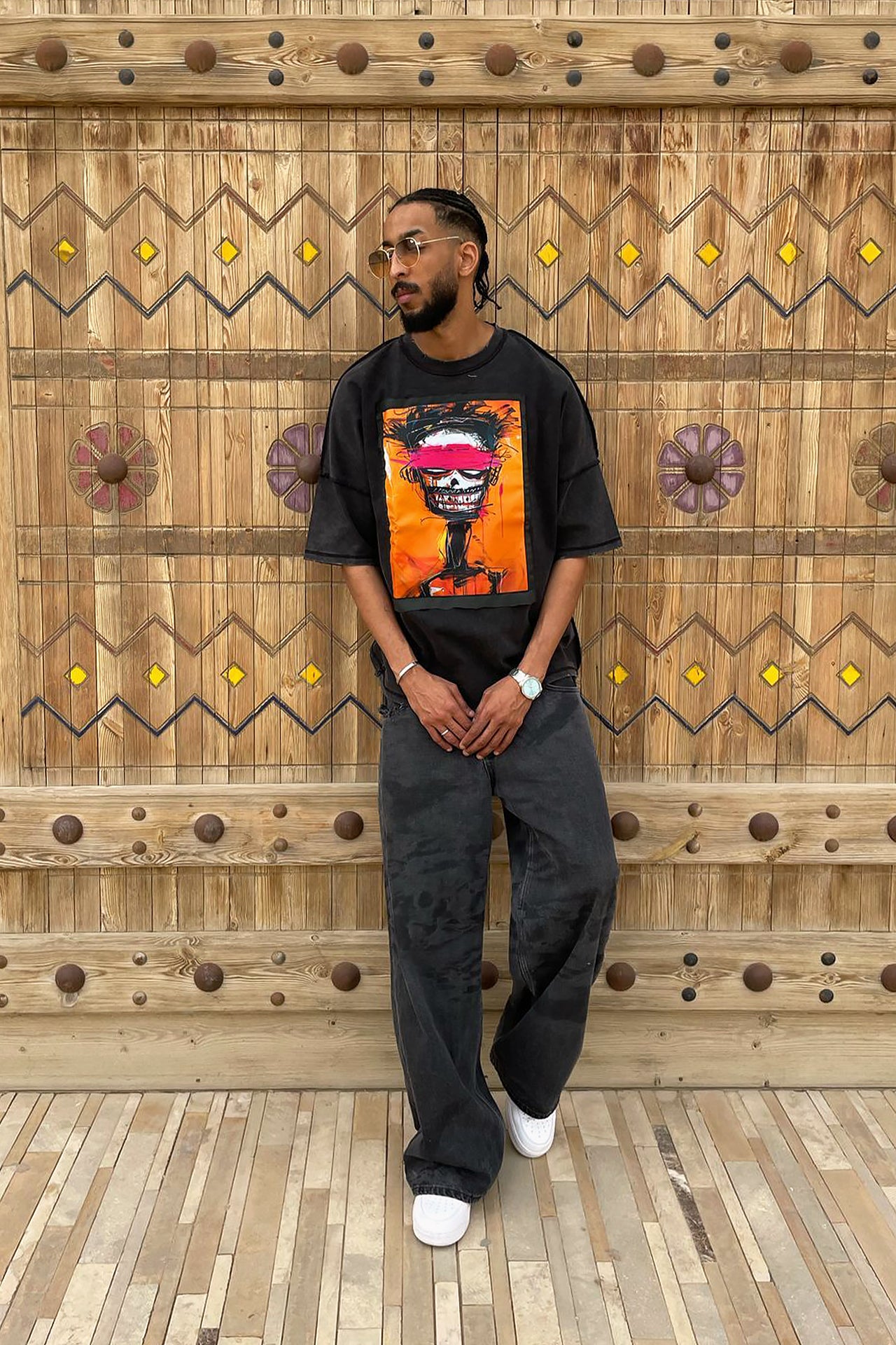 Unisex Black Edgy Printed T-shirt by Pavone Line