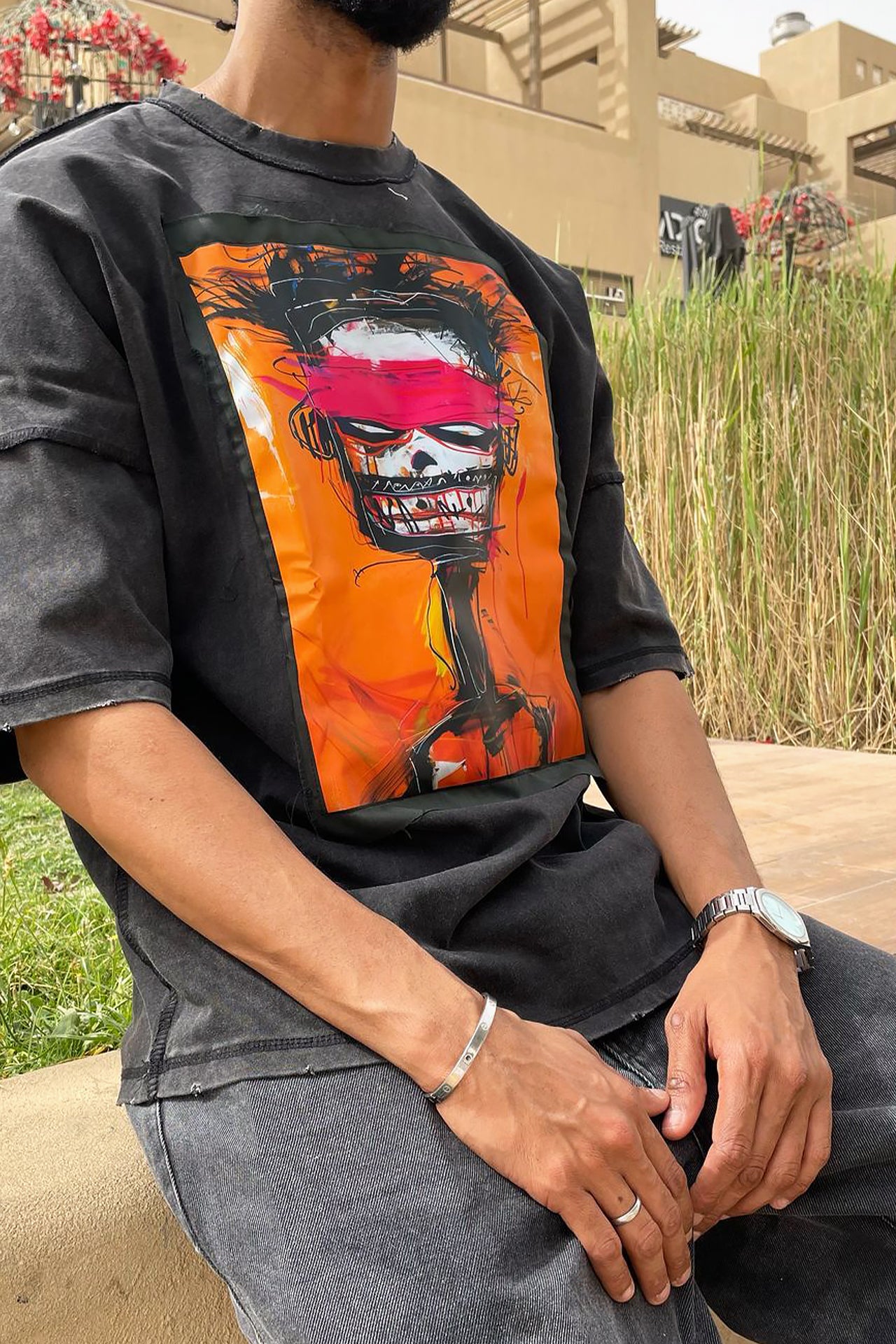 Unisex Black Edgy Printed T-shirt by Pavone Line