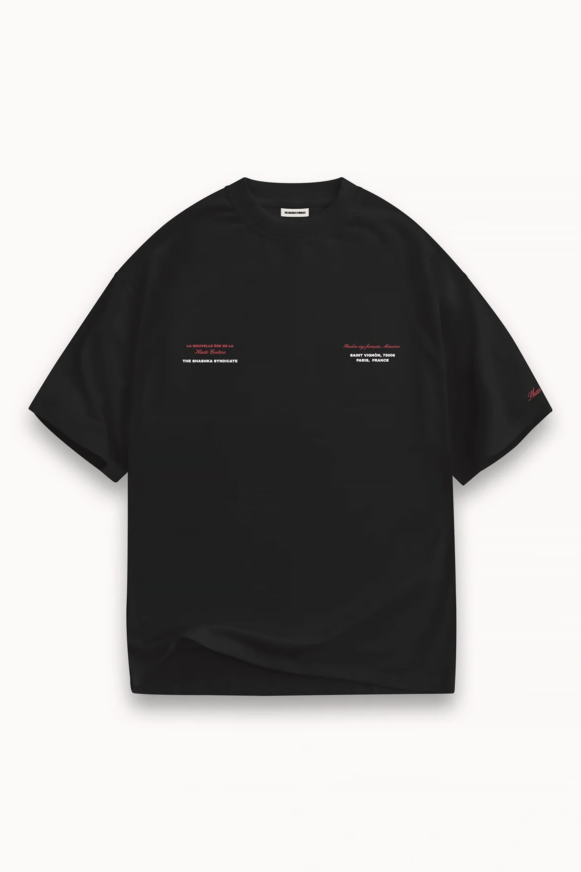 Black Printed "Pardon" T-shirt by The Shashka Syndicate