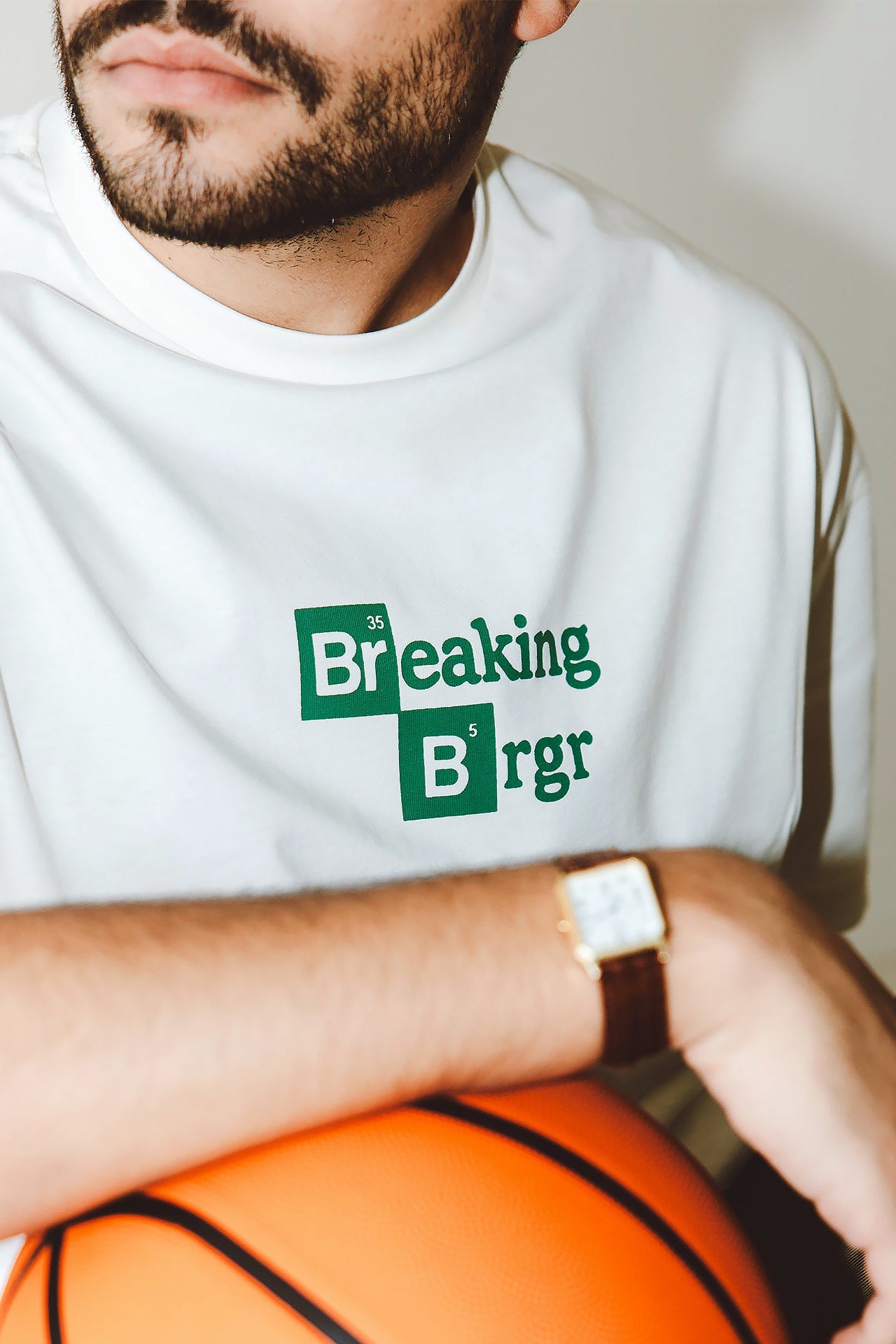 White Oversized Breaking Brgr Printed T-shirt By In Your Shoe