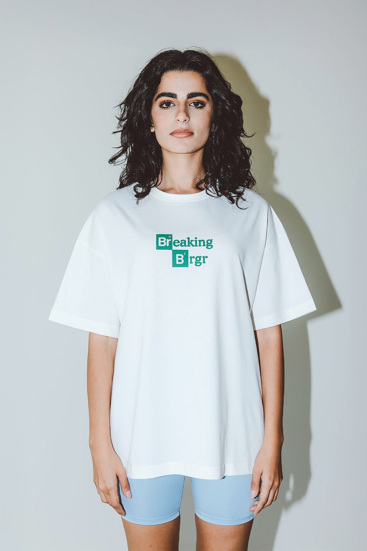 White Oversized Breaking Brgr Printed T-shirt By In Your Shoe