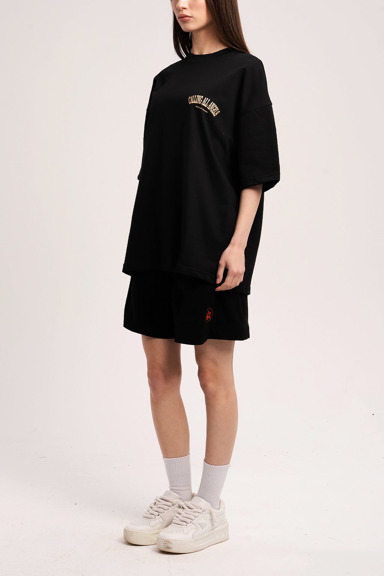 Black Cotton Lointain Souvenir T-shirt by Calling All Angels