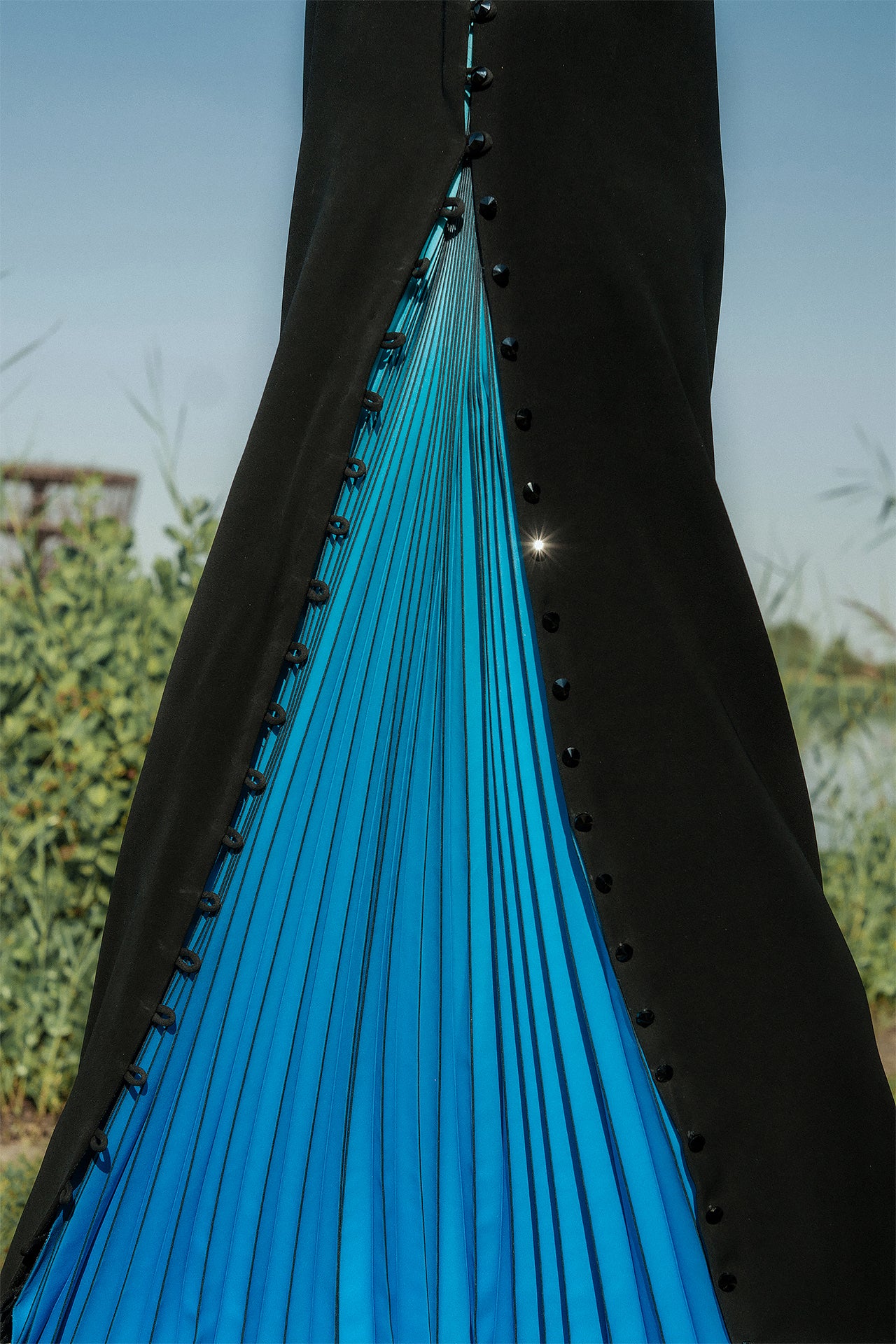 The Hidden Roller Dress in Black & Electric Blue by Canava