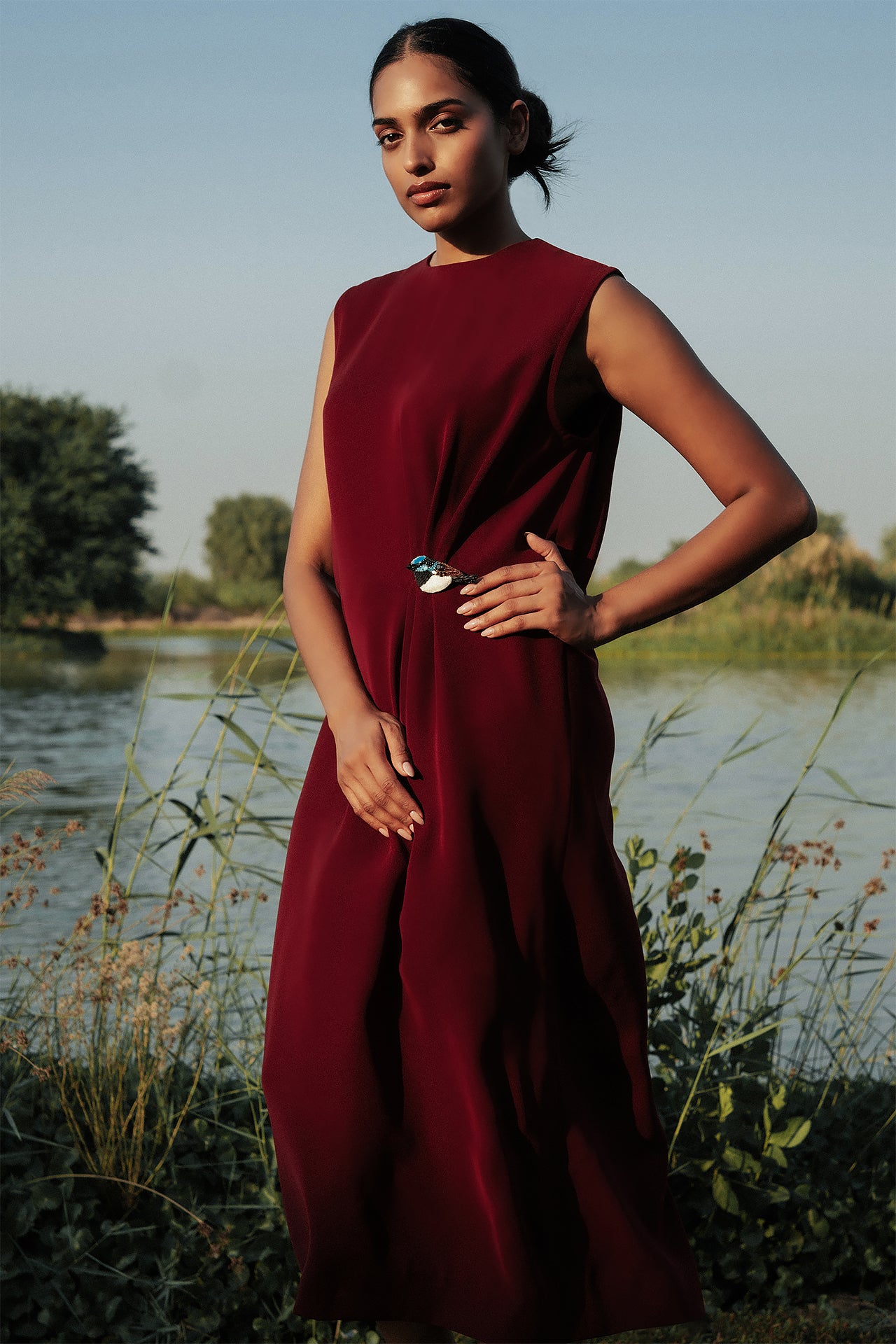 The Fairy Wren Burgundy Dress by Canava