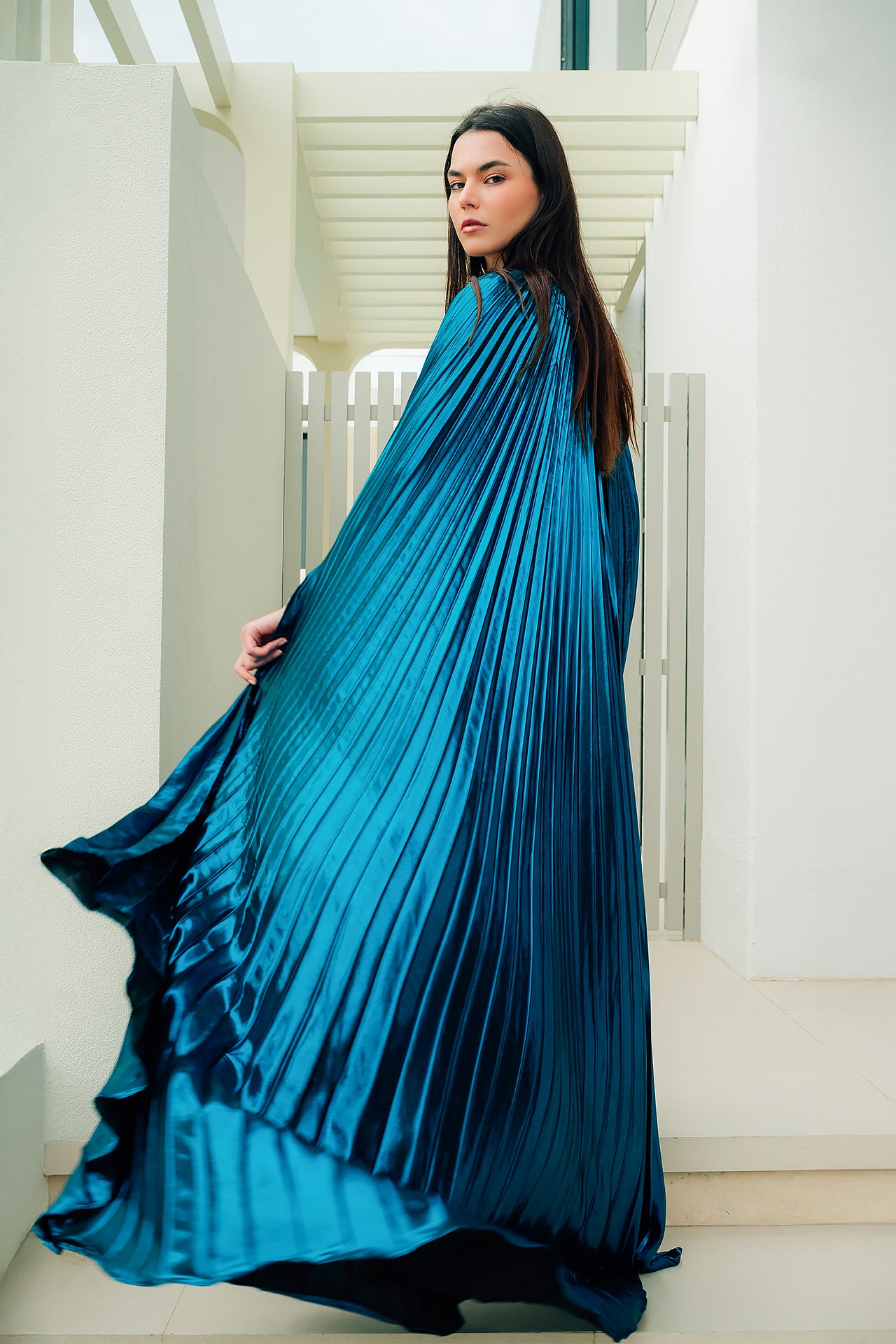 The Phoenix Metallic Teal Cape by Canava