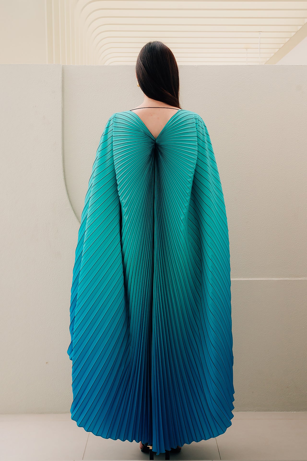 Pleated Turquoise Roller Dress by Canava