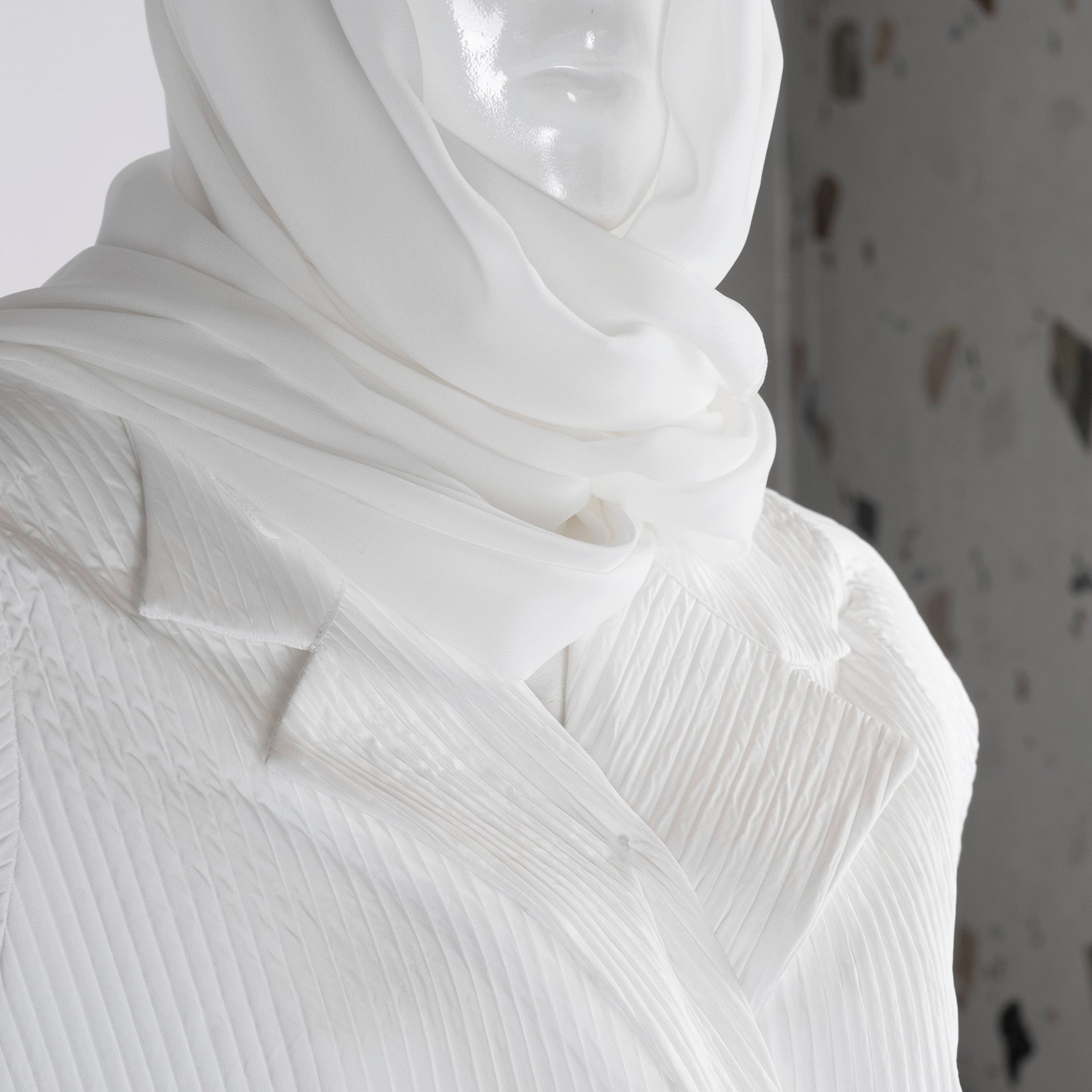 White Formal Striped Taffeta Abaya From Darzah