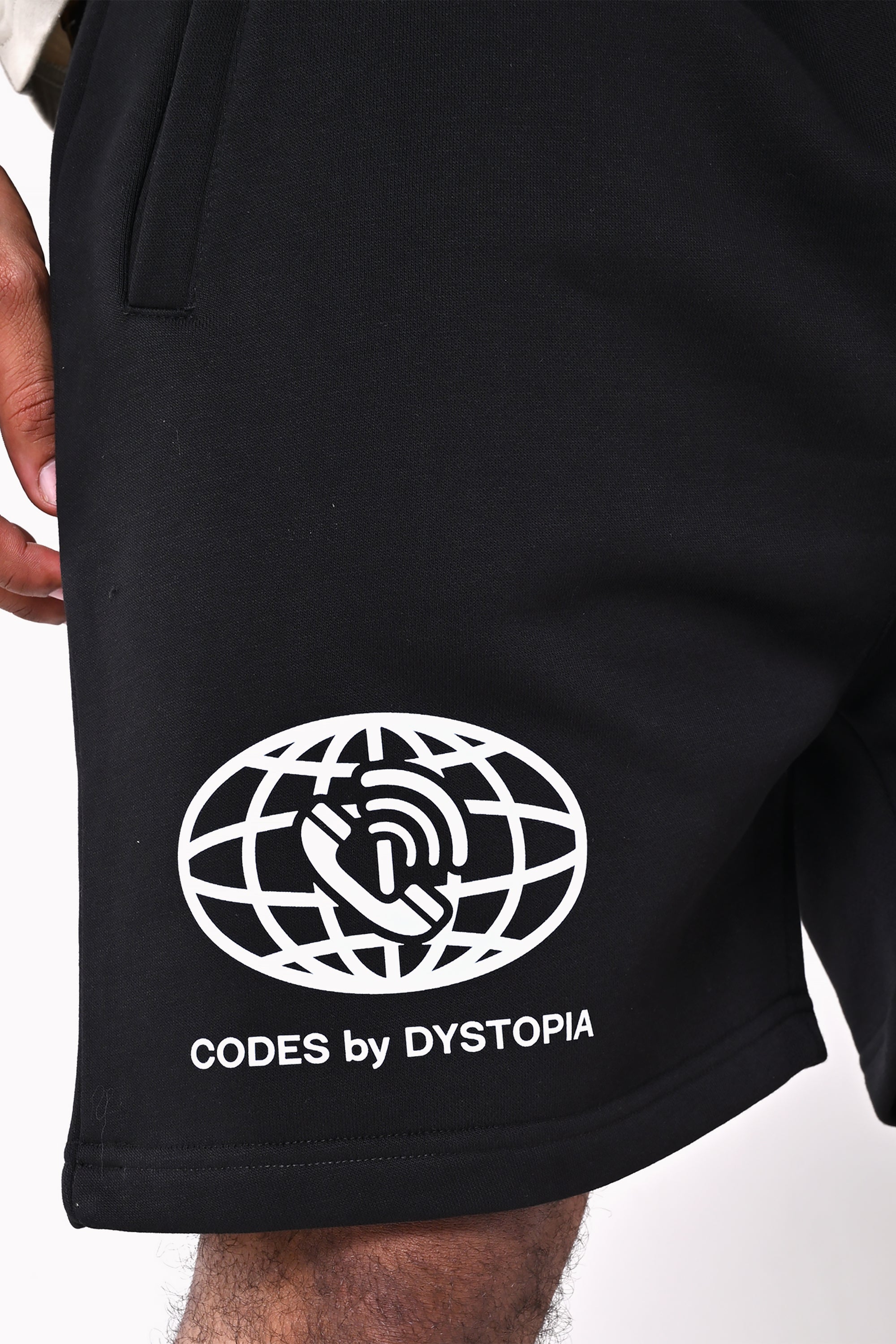 Black Code Printed Shorts by Dystopia