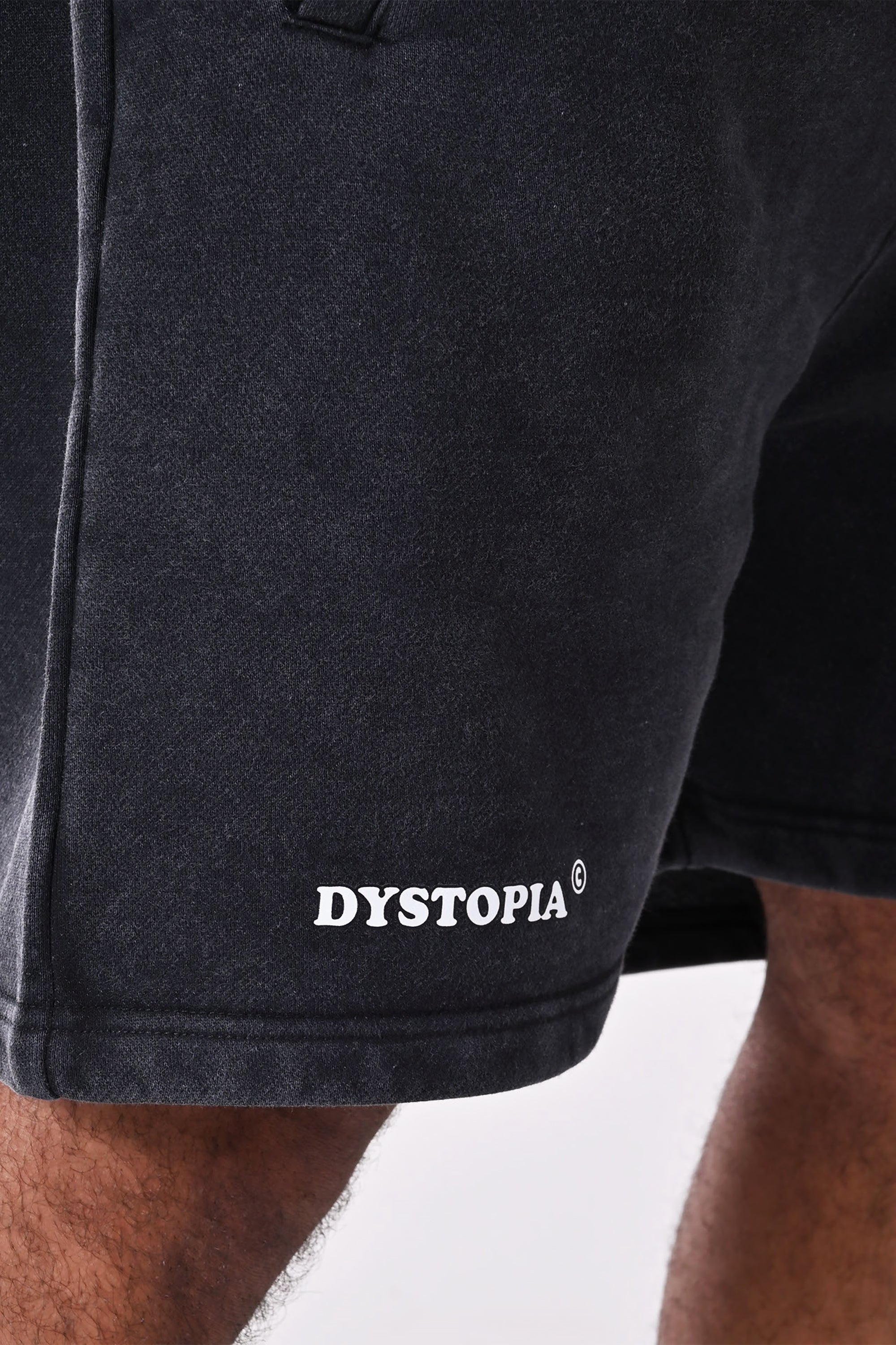 Grey Washed Printed Shorts by Dystopia