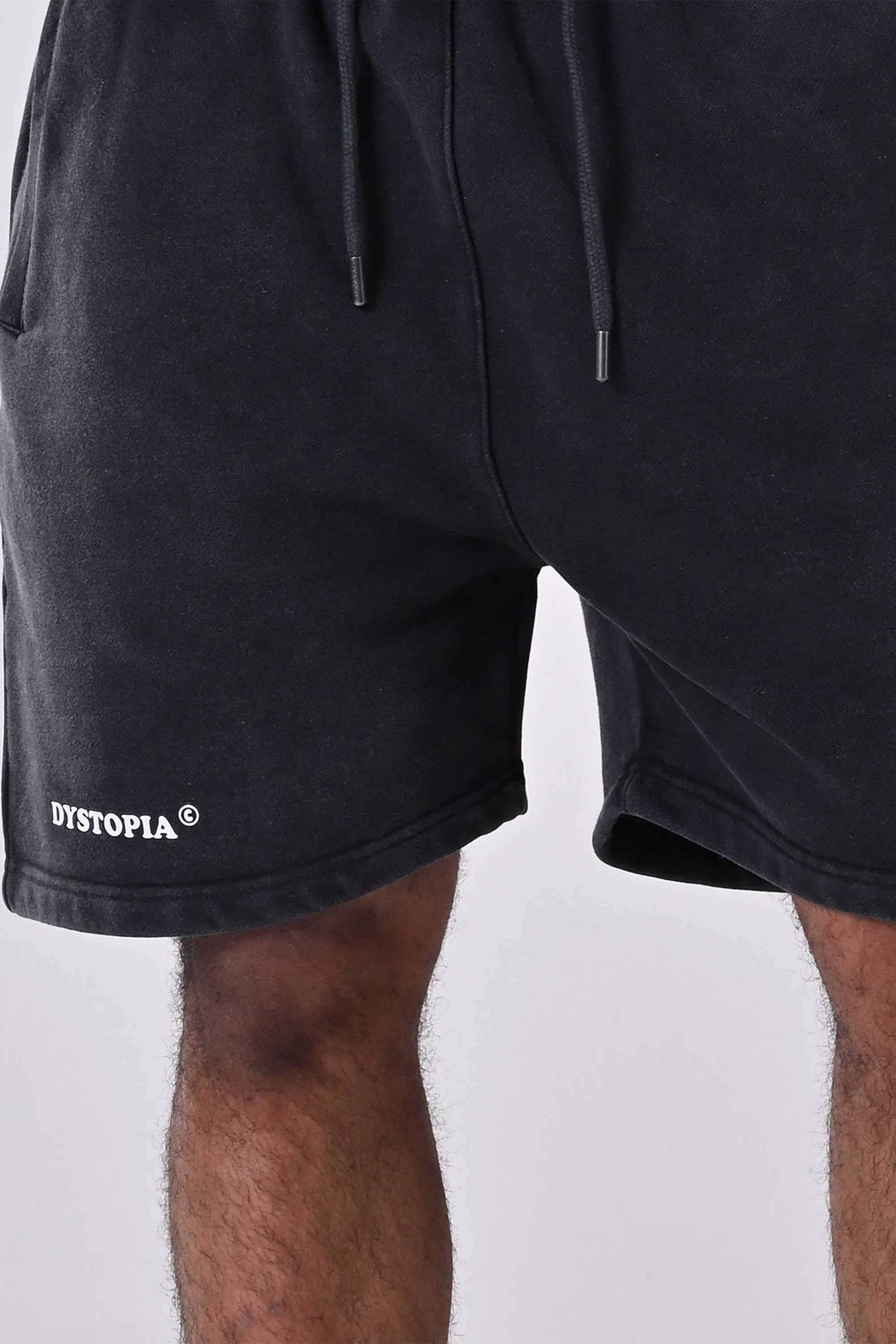 Grey Washed Printed Shorts by Dystopia