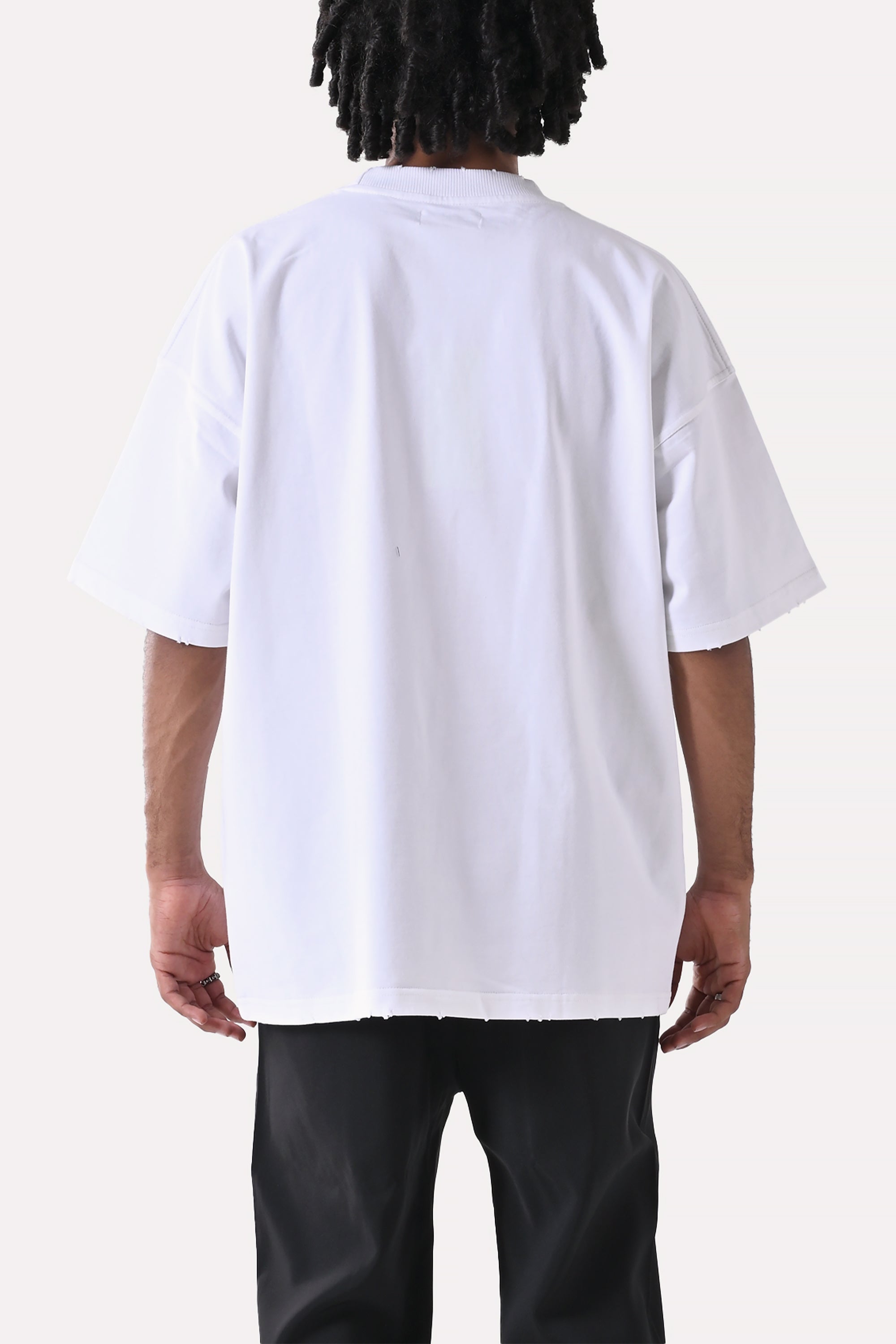White Logo Printed T-shirt by Dystopia